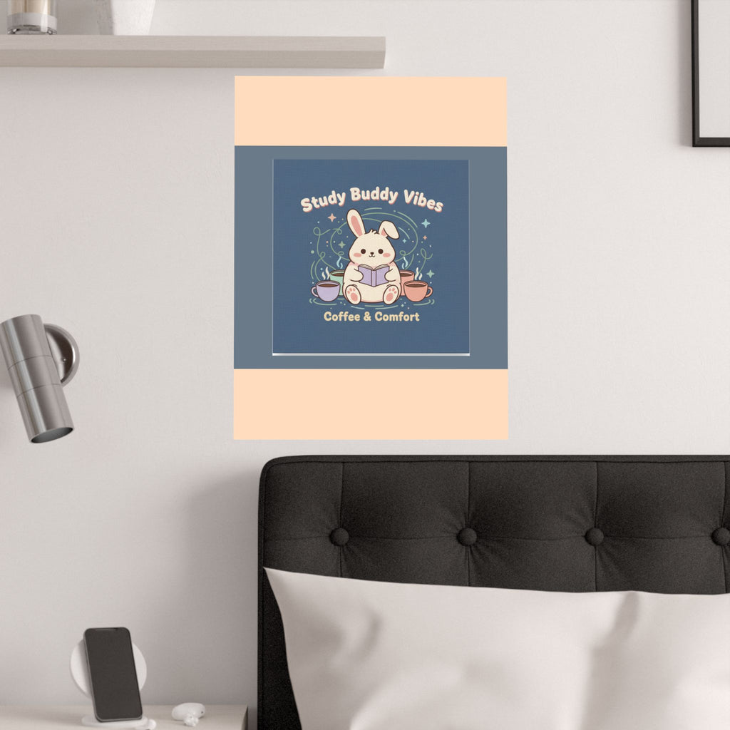 Bunny Poster – Study Buddy Vibes Coffee Comfort