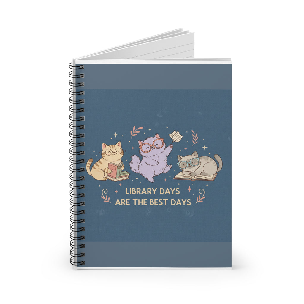 Cats With Glasses Spiral Notebook – Library Days Are the Best Days