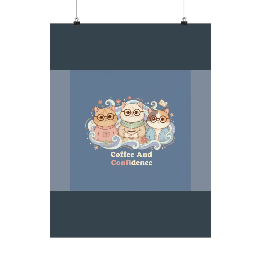 Cats With Glasses Poster – Coffee and Confidence