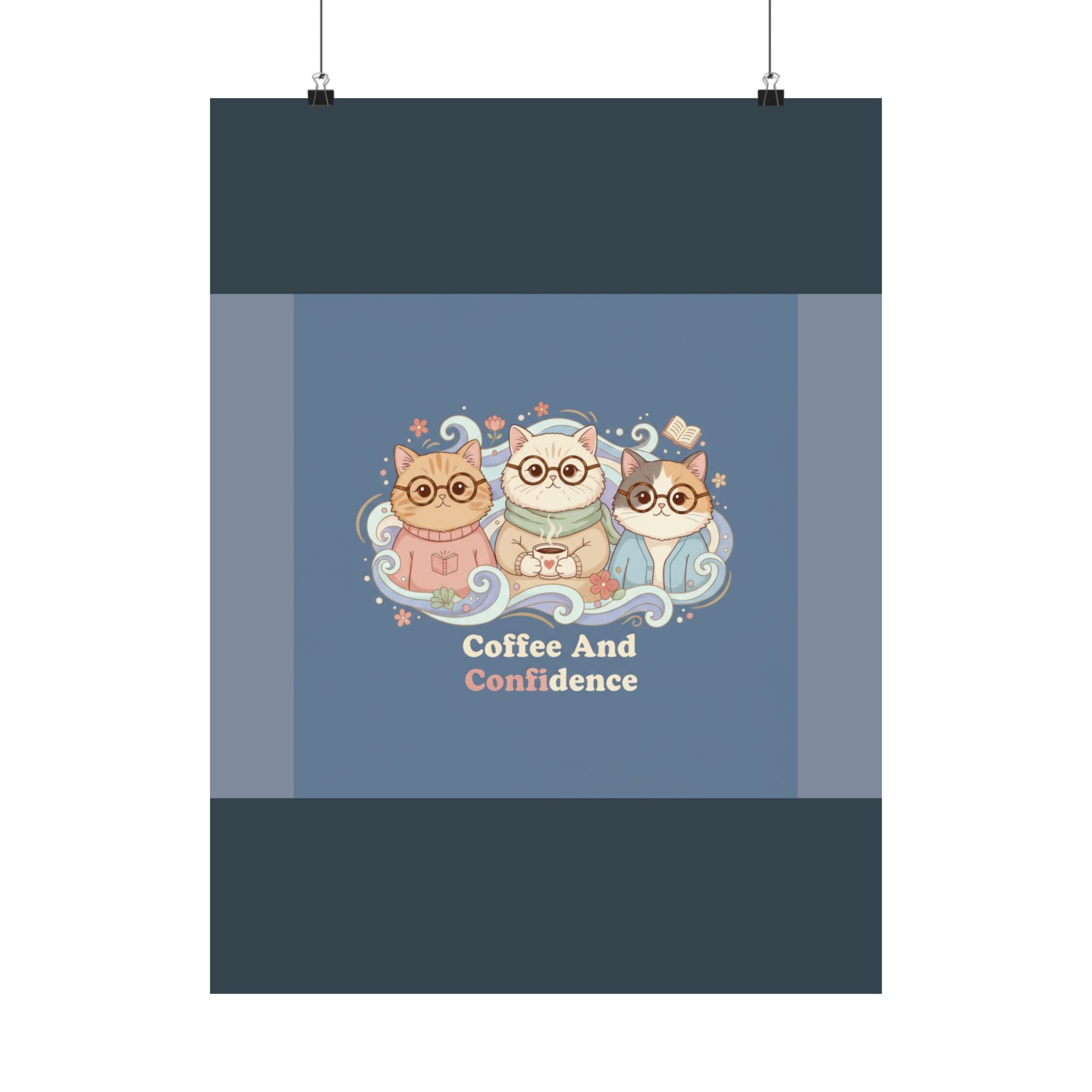Cats With Glasses Poster – Coffee and Confidence