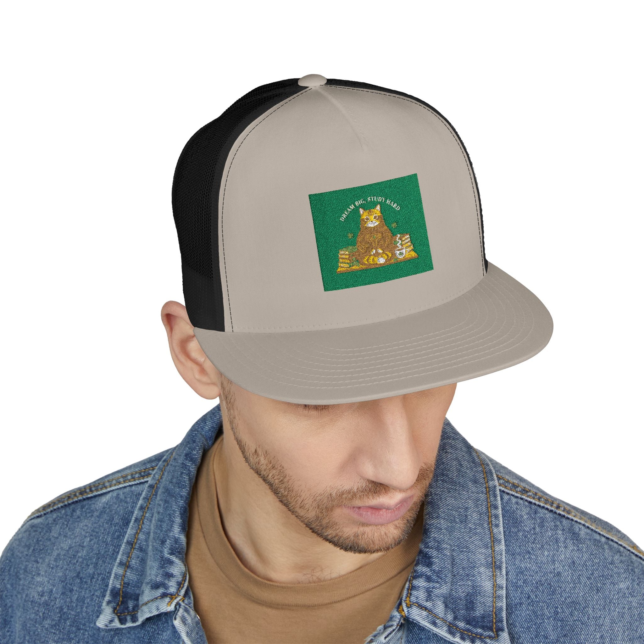 Cat Trucker Cap – Dream Big, Study Hard