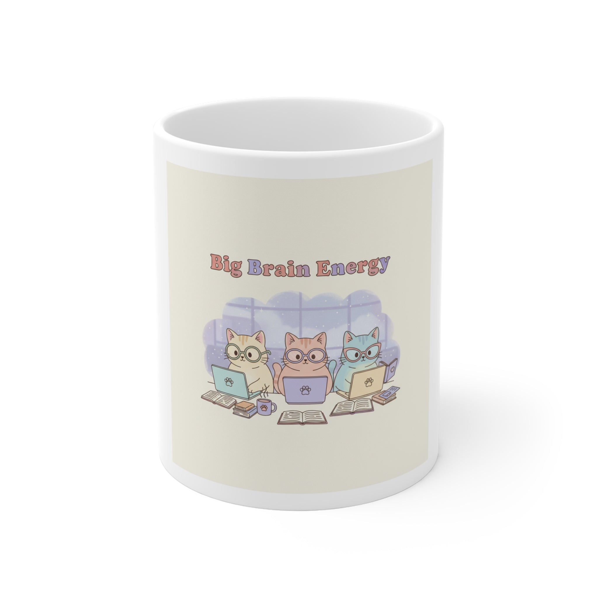 Big Brain Energy Cats Mug 11oz