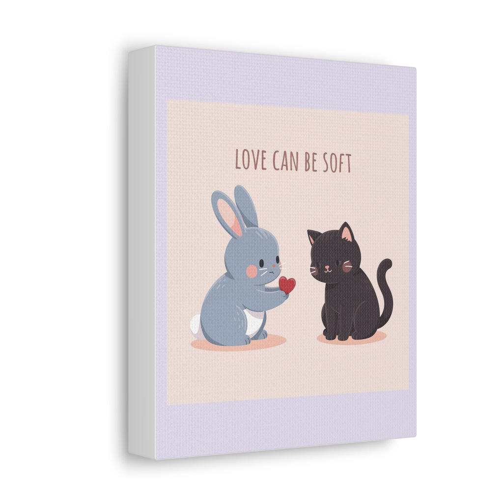 "LOVE CAN BE SOFT" Black Cat Canvas | College Girl Gift | Fashion | KayKay Classics