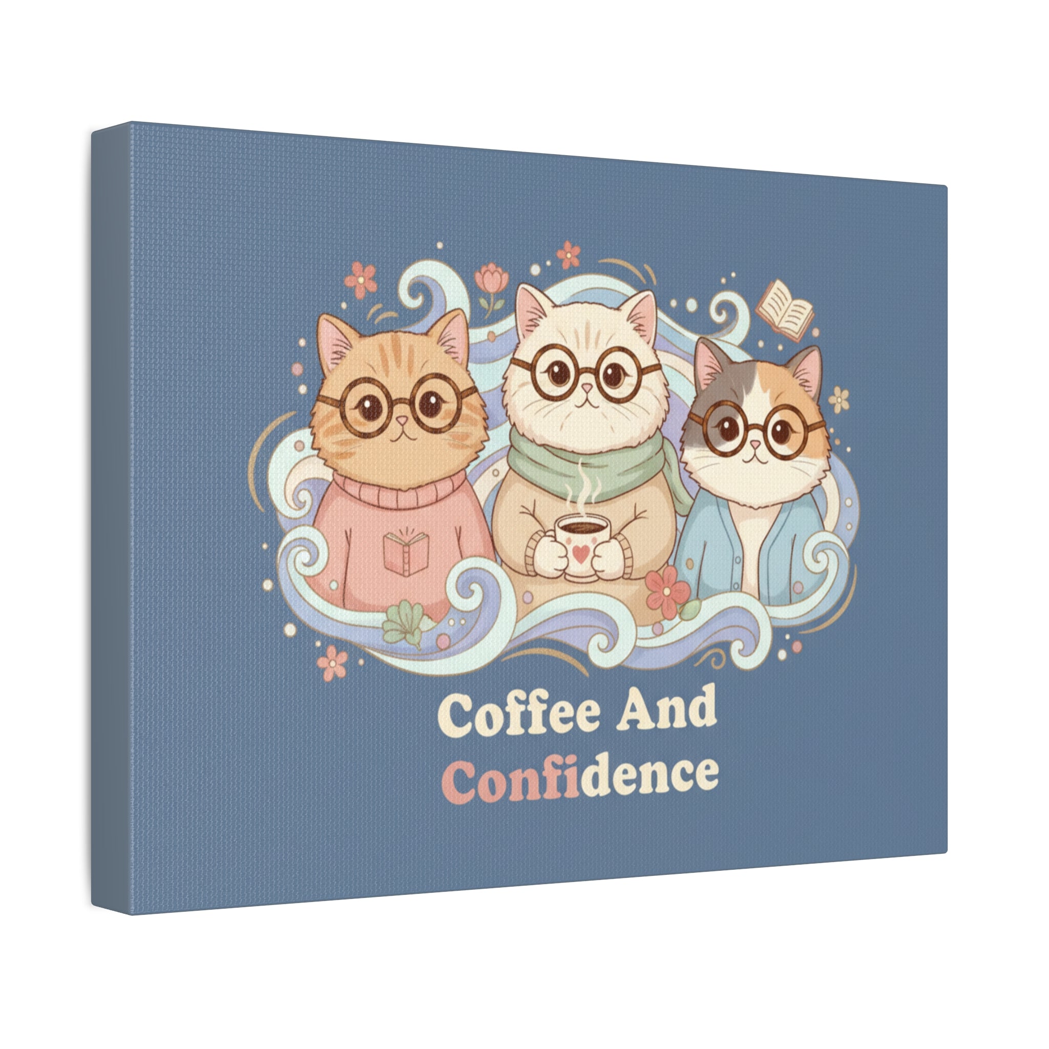 Cats With Glasses Canvas Print – Coffee and Confidence