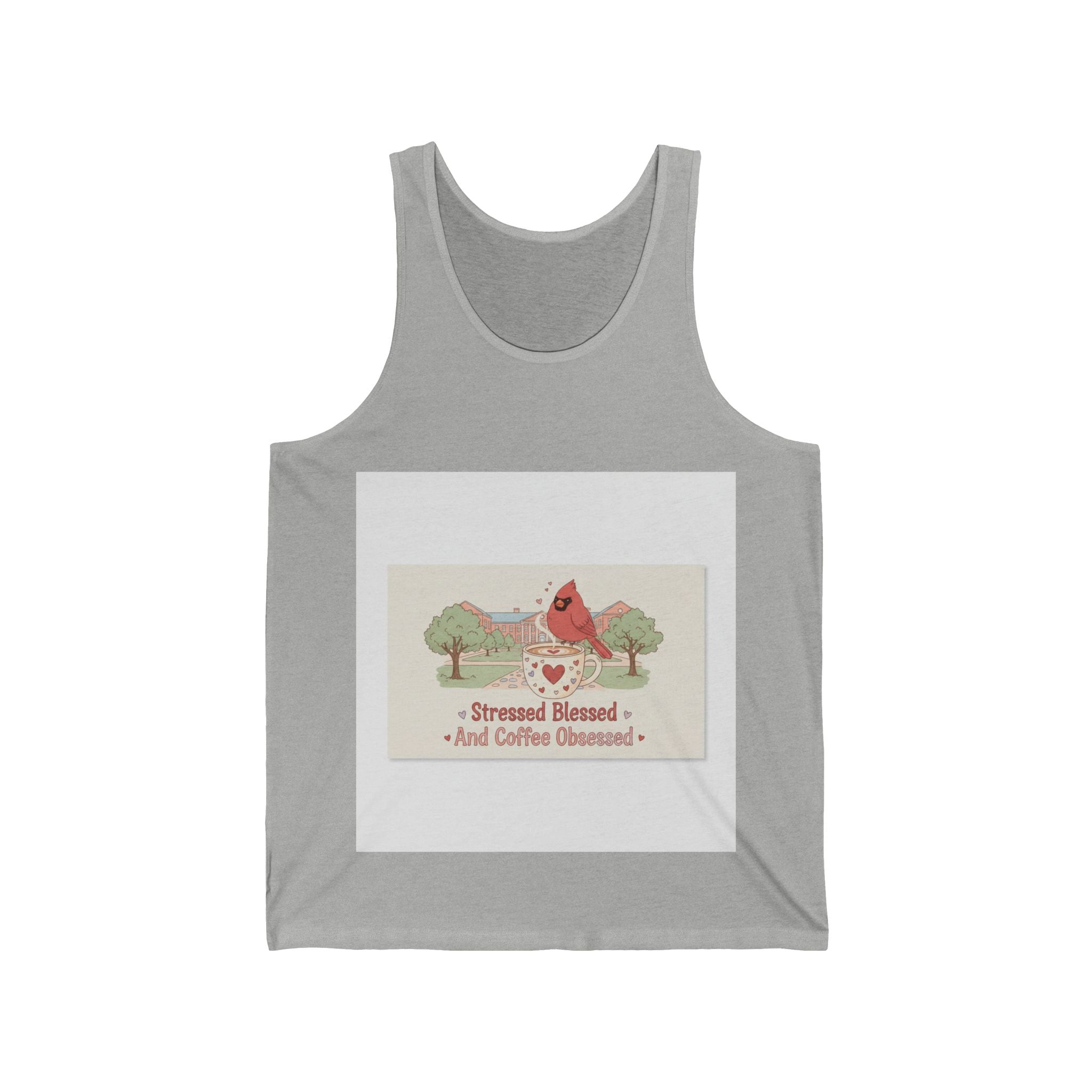 Stressed Blessed And Coffee Obsessed Cardinal Tank Top