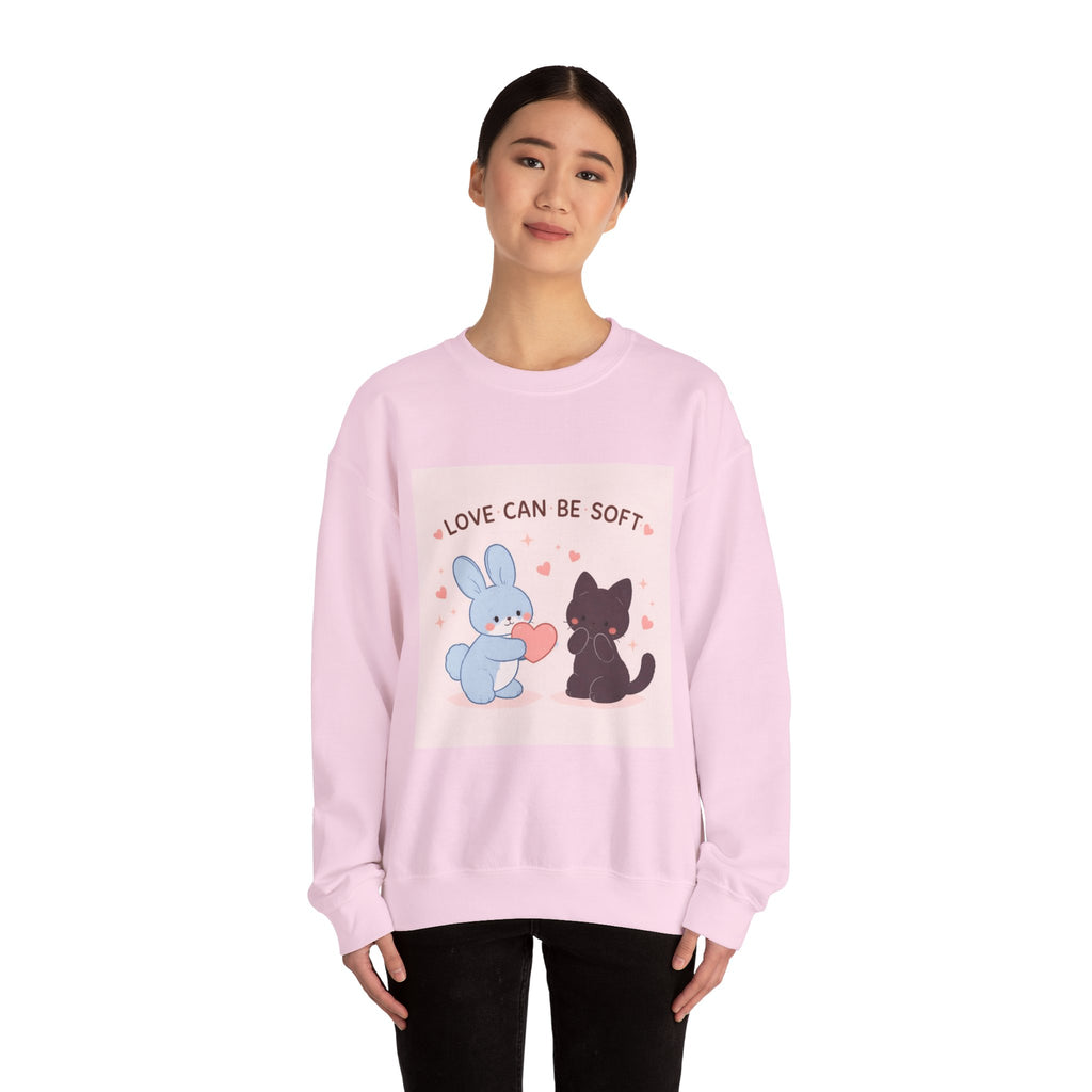 "LOVE CAN BE SOFT" Black Cat Crewneck | College Girl Gift | Fashion | KayKay Classics