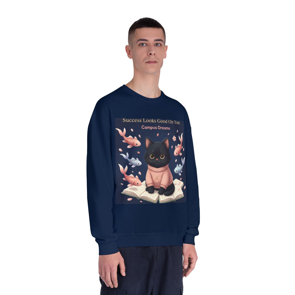 Black Cat Crewneck Sweatshirt – Success Looks Good on You Campus Dreams