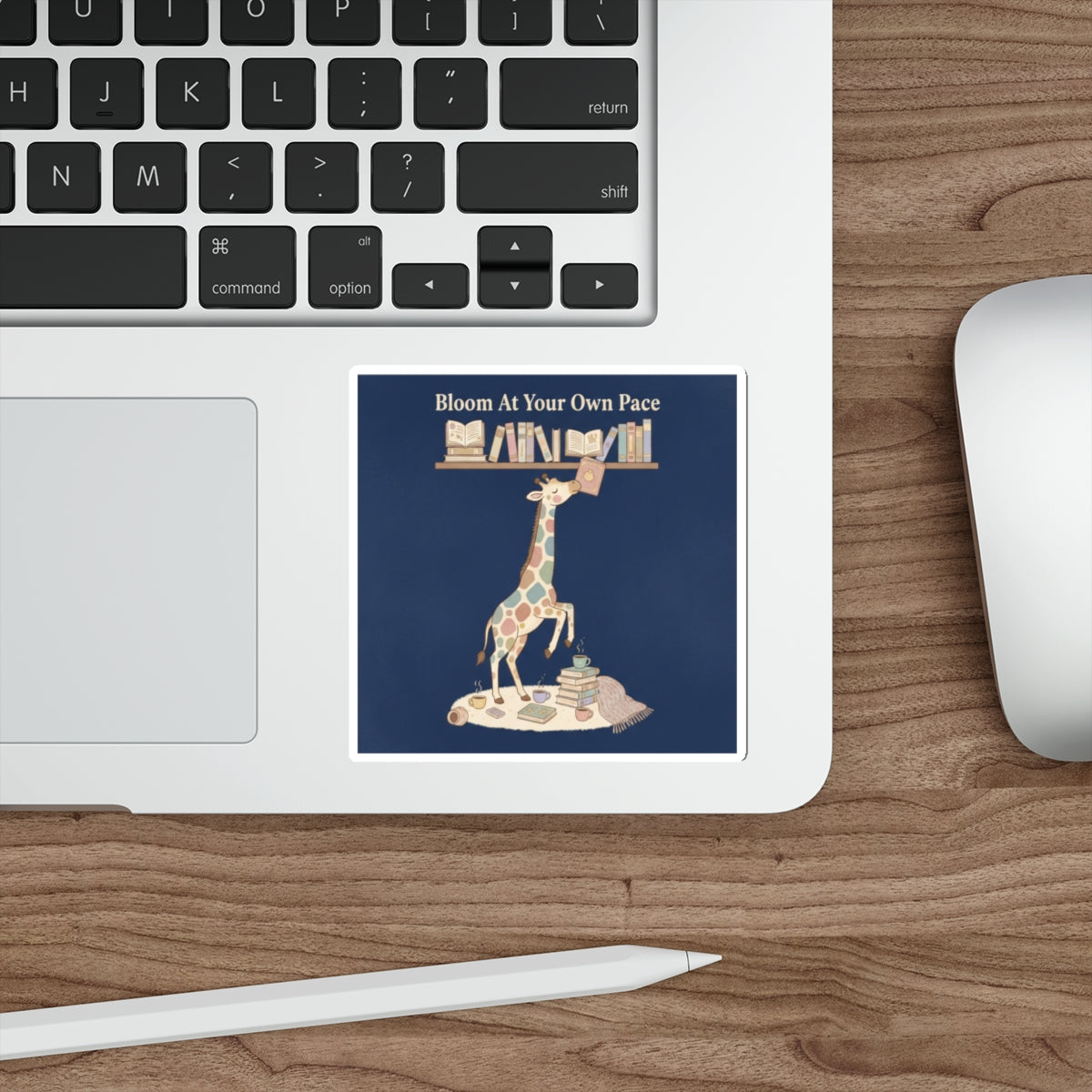 Giraffe Die-Cut Sticker – Bloom at Your Own Pace