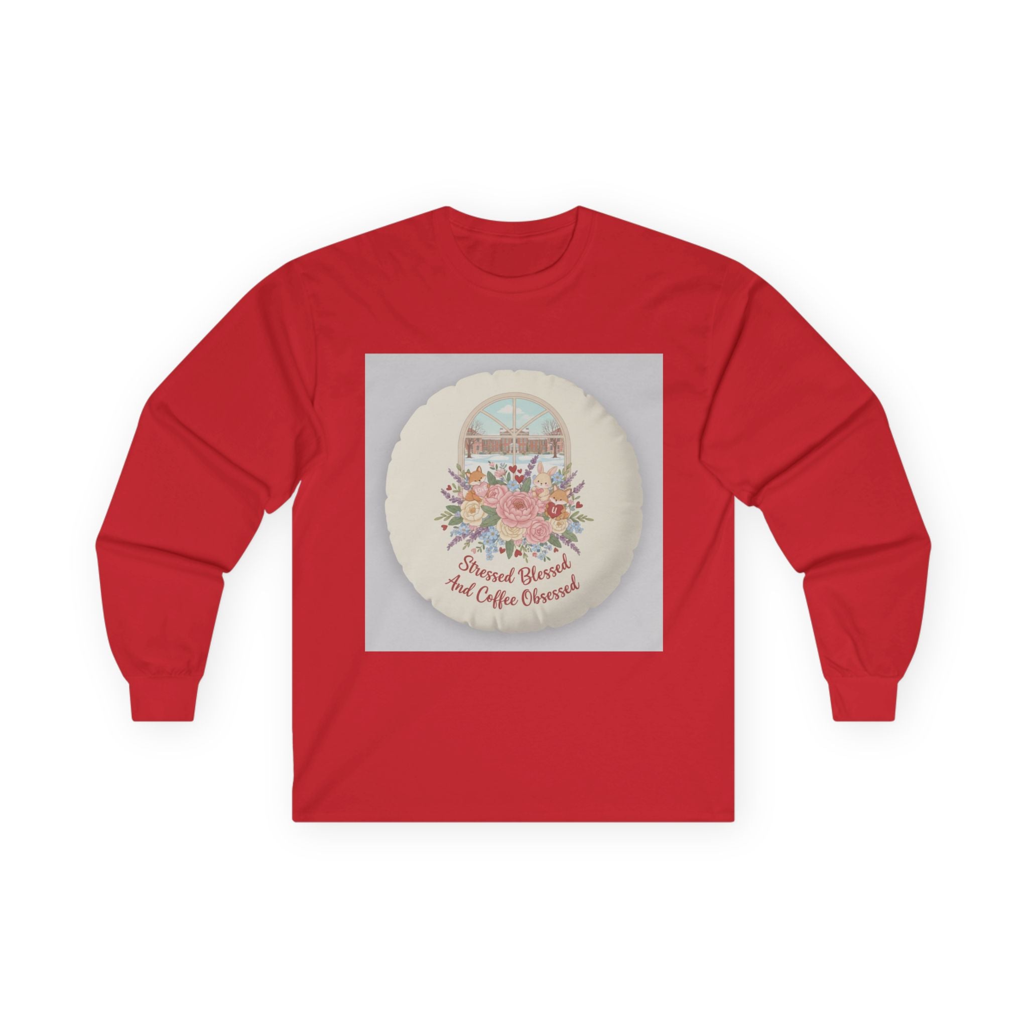 Stressed Blessed And Coffee Obsessed Fox, rabbit Long Sleeve Tee