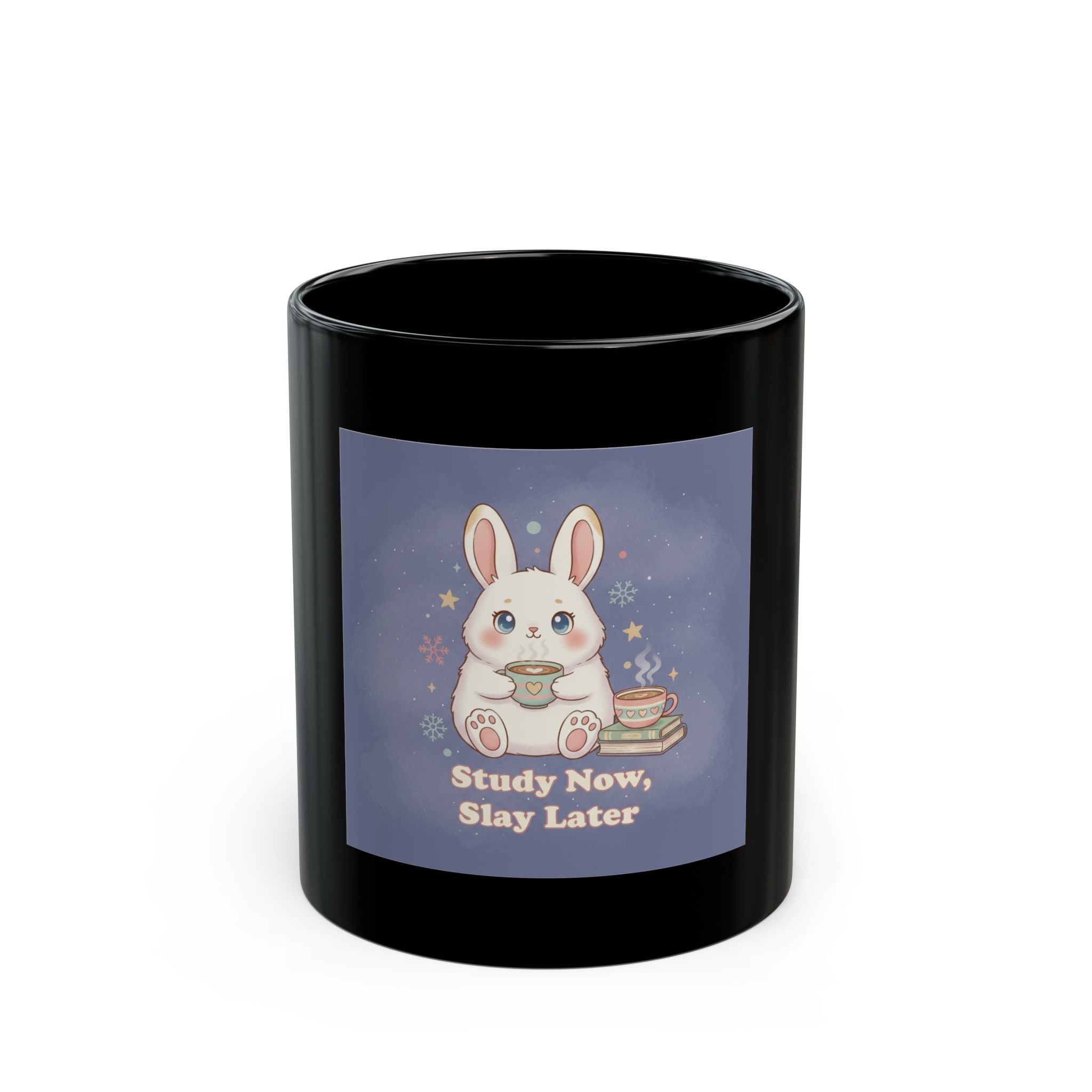 Bunny Black Mug 11oz – Study Now Slay Later