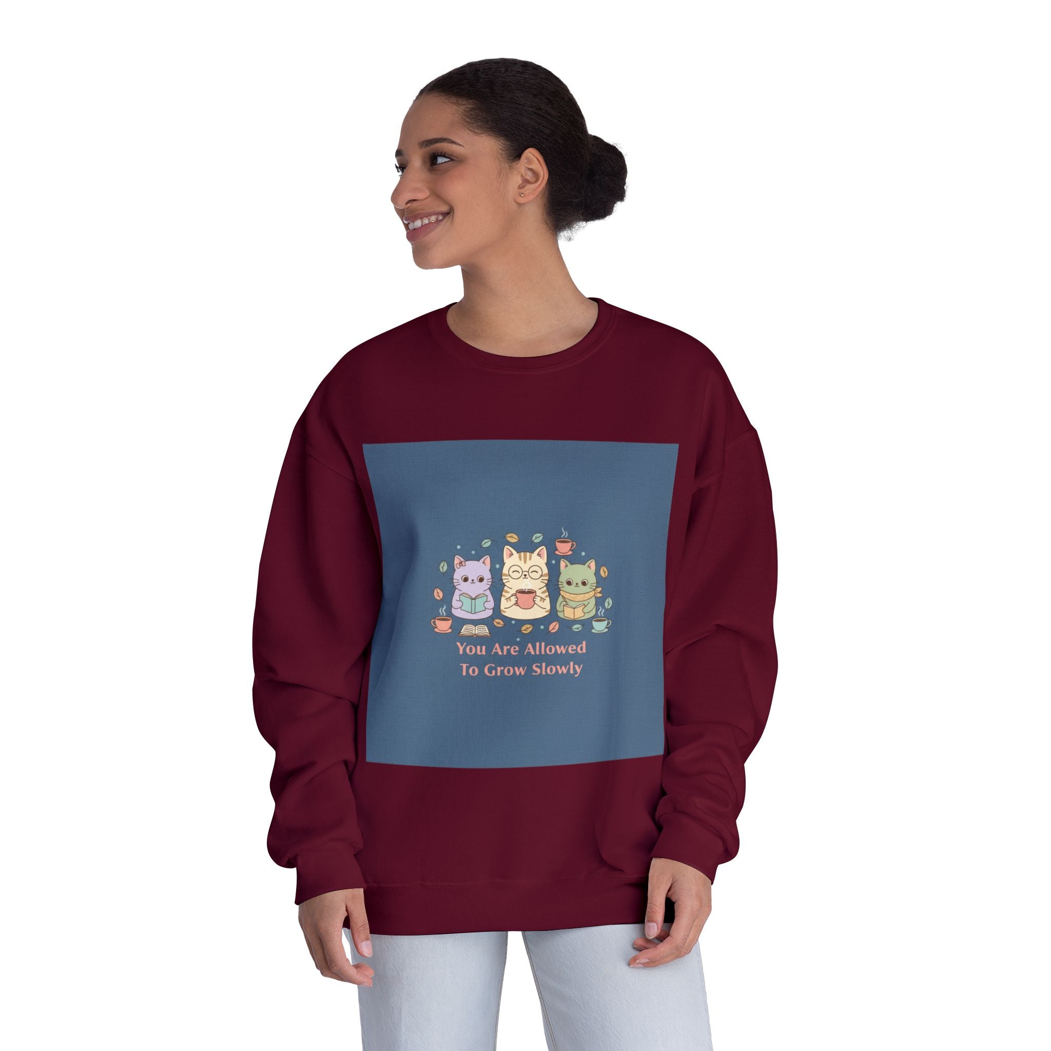 Cats With Glasses Crewneck Sweatshirt – You Are Allowed to Grow Slowly