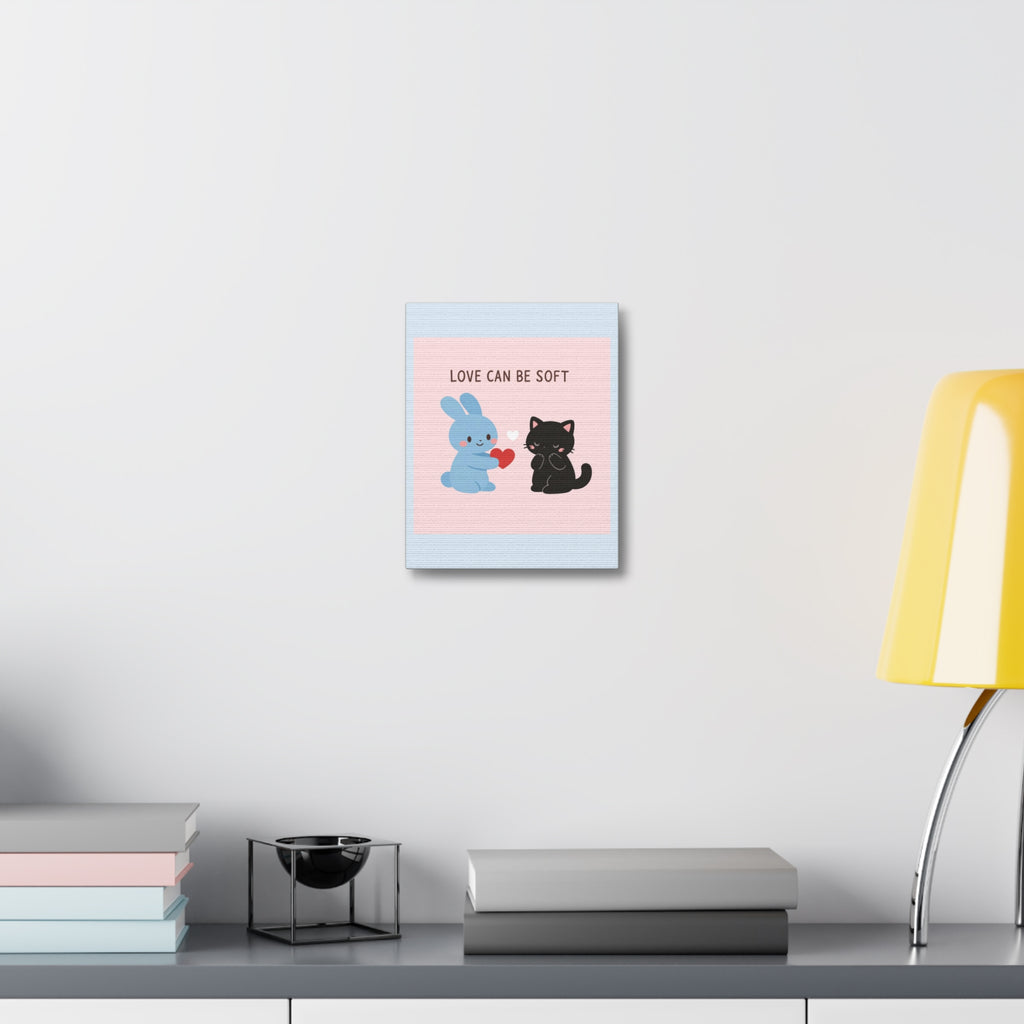 "LOVE CAN BE SOFT" Black Cat Canvas | College Girl Gift | Fashion | KayKay Classics