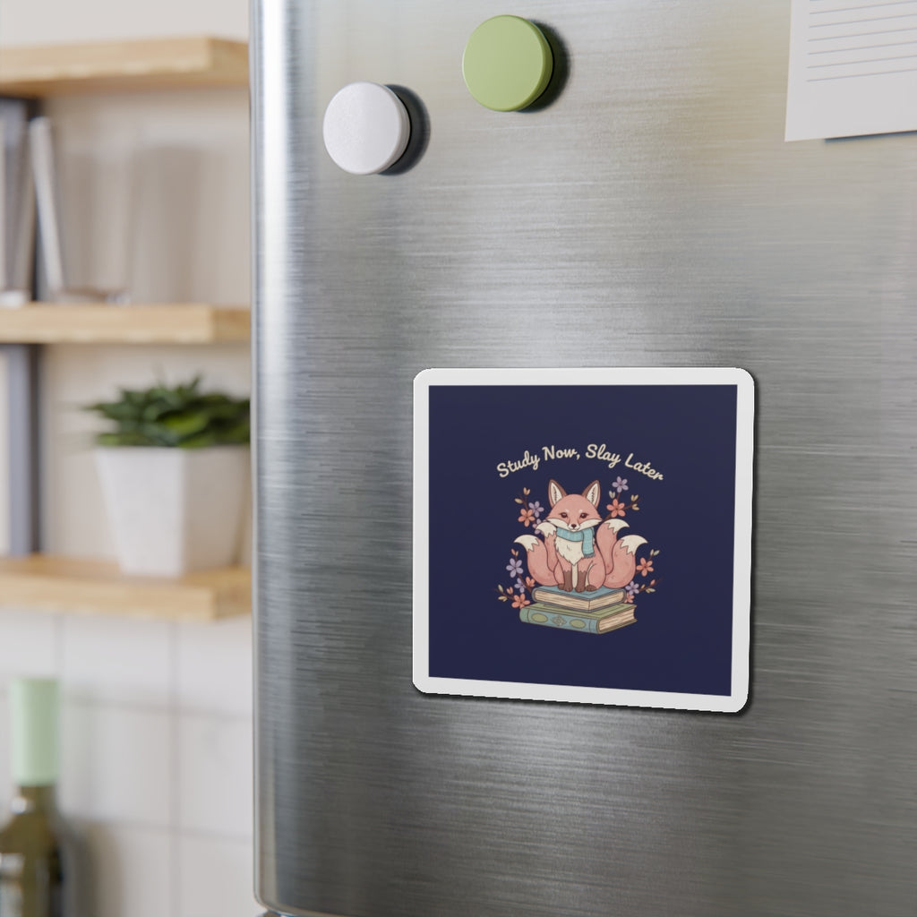 Kitsune Die-Cut Magnet – Study Now Slay Later