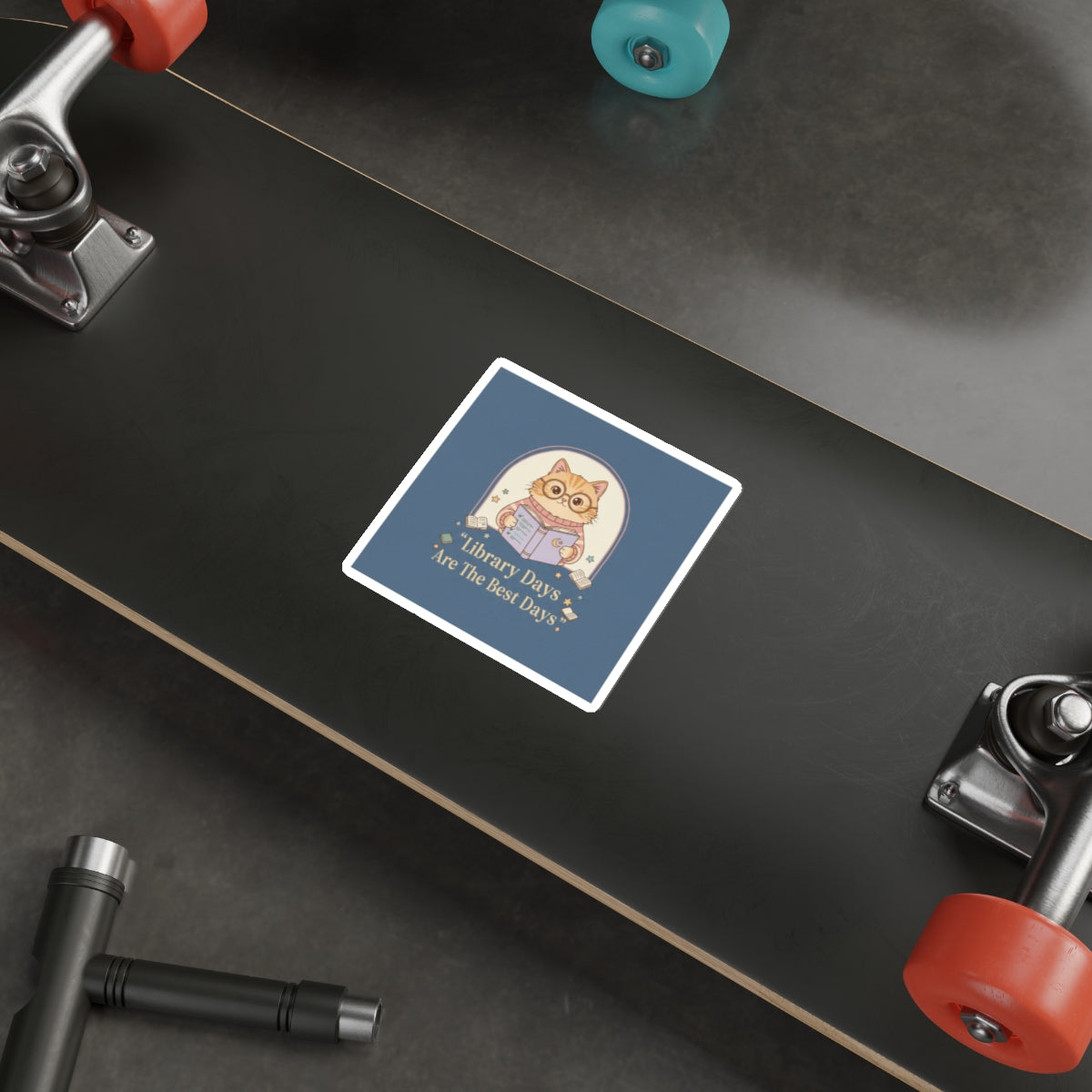 Cat Die-Cut Sticker – Library Days Are the Best Days