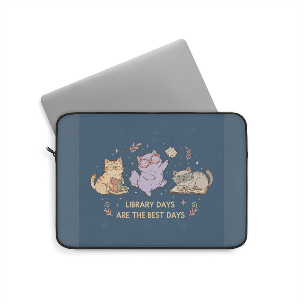 Cats With Glasses Laptop Sleeve – Library Days Are the Best Days