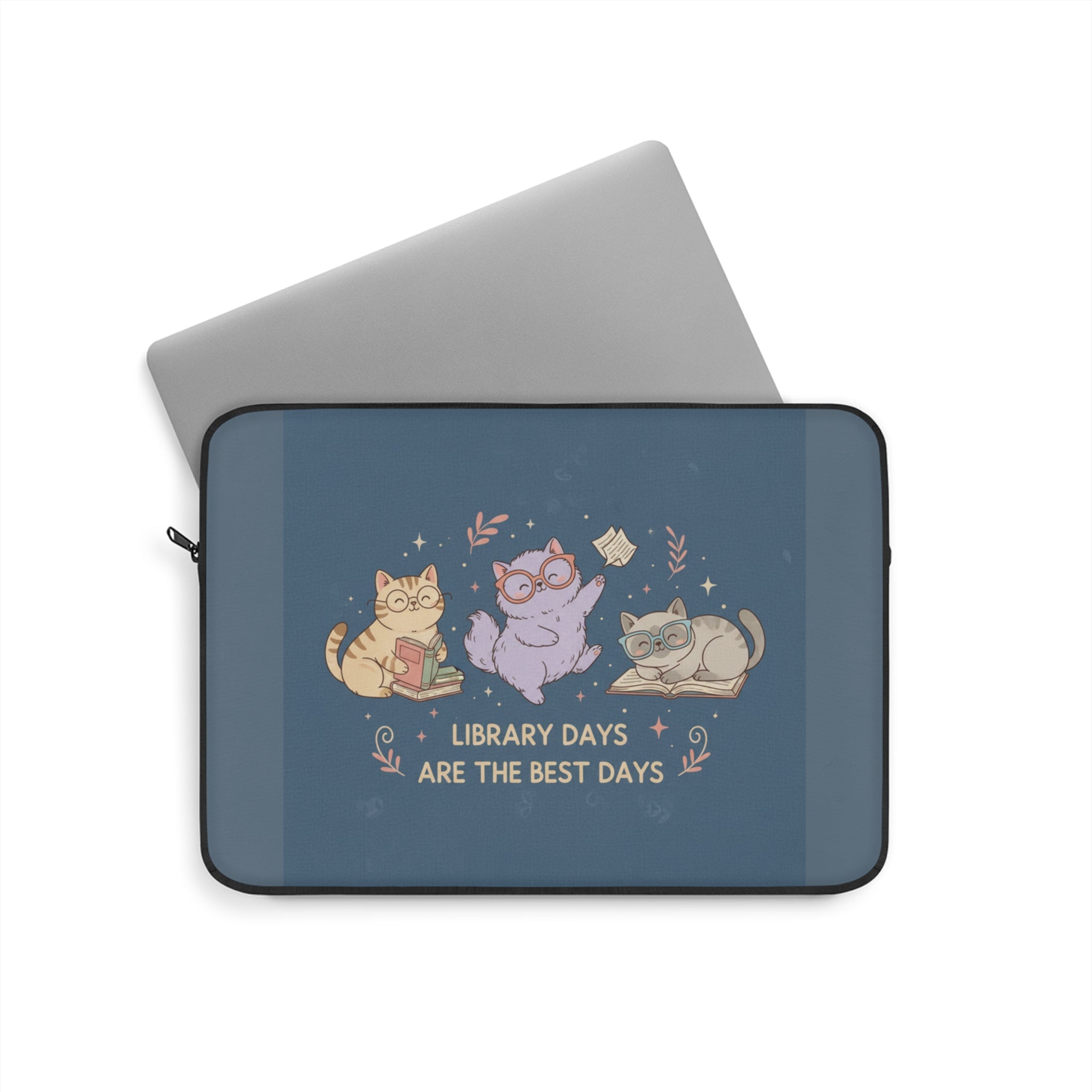 Cats With Glasses Laptop Sleeve – Library Days Are the Best Days