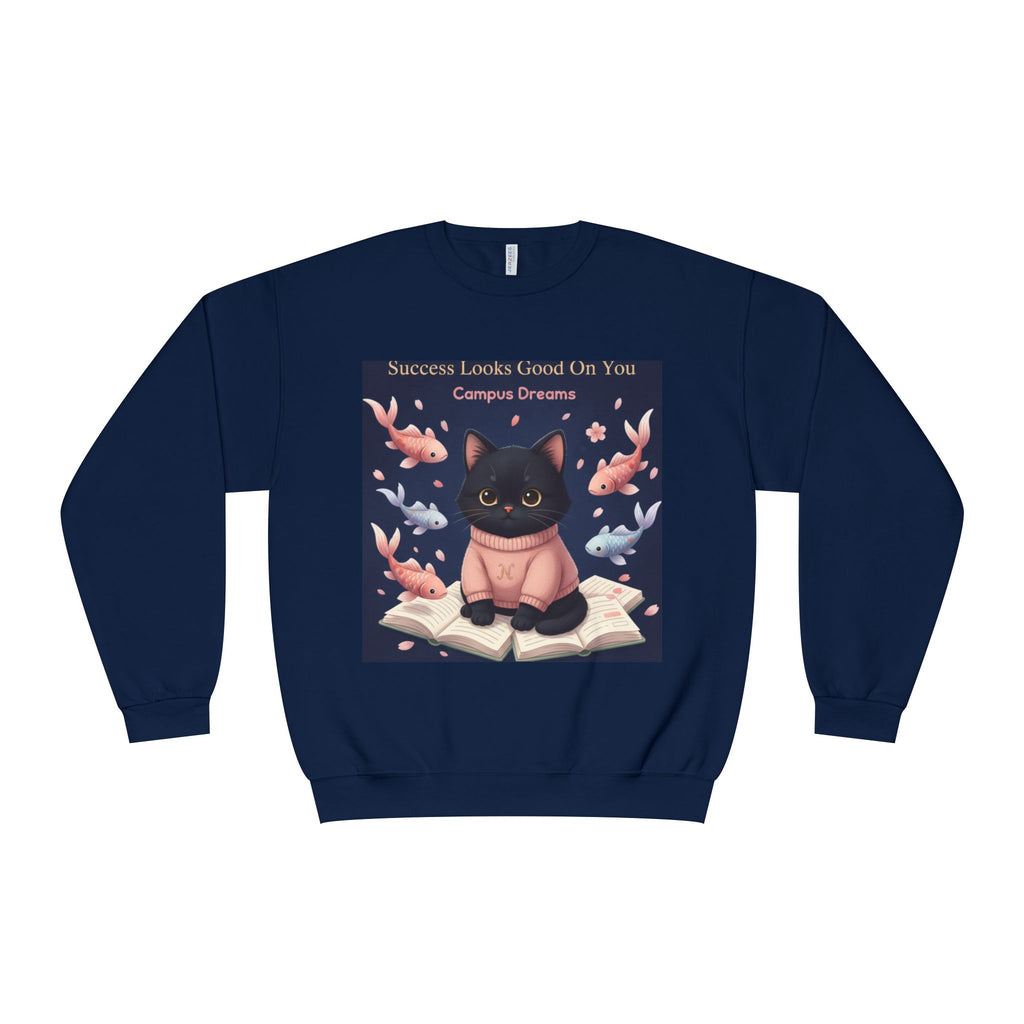 Black Cat Crewneck Sweatshirt – Success Looks Good on You Campus Dreams