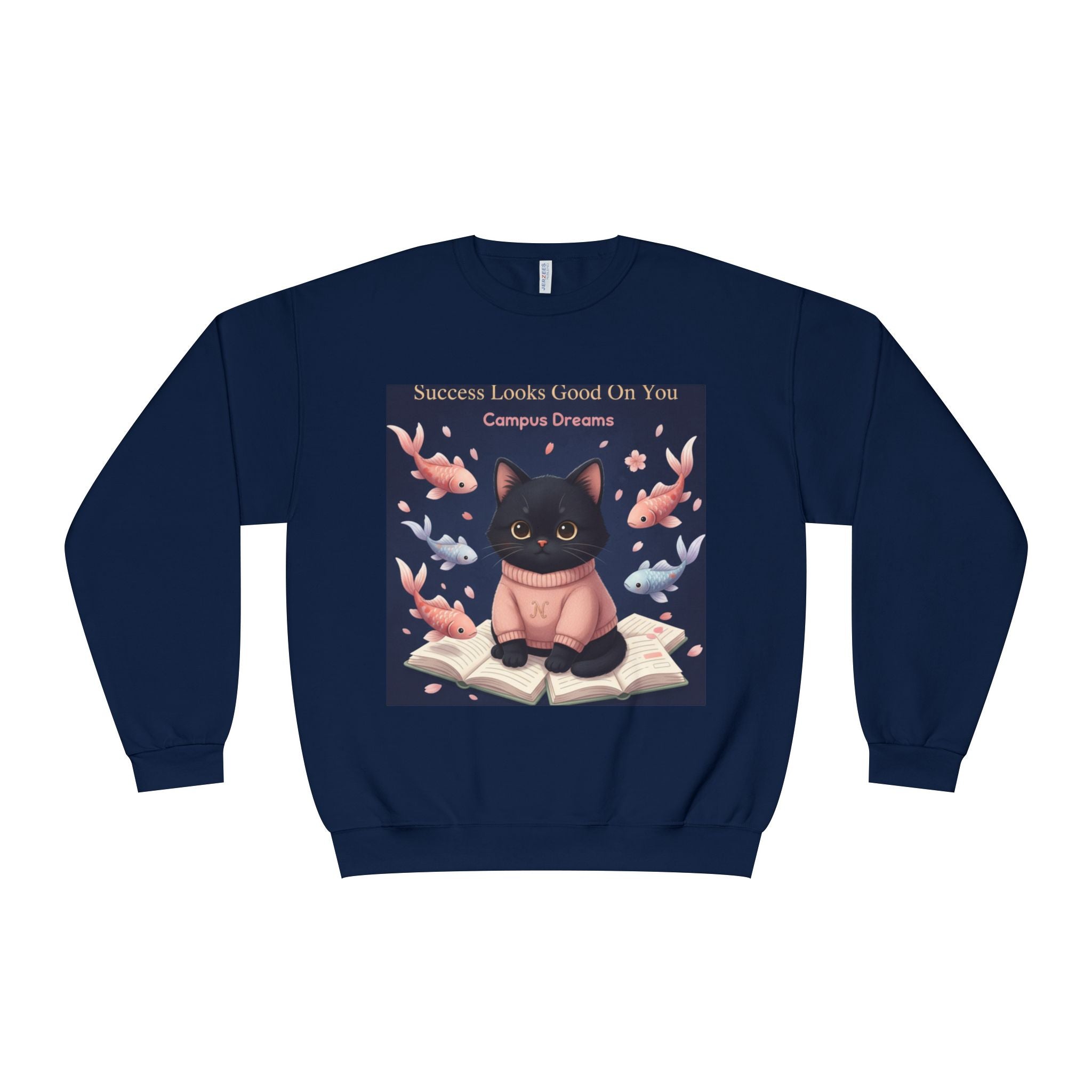 Black Cat Crewneck Sweatshirt – Success Looks Good on You Campus Dreams