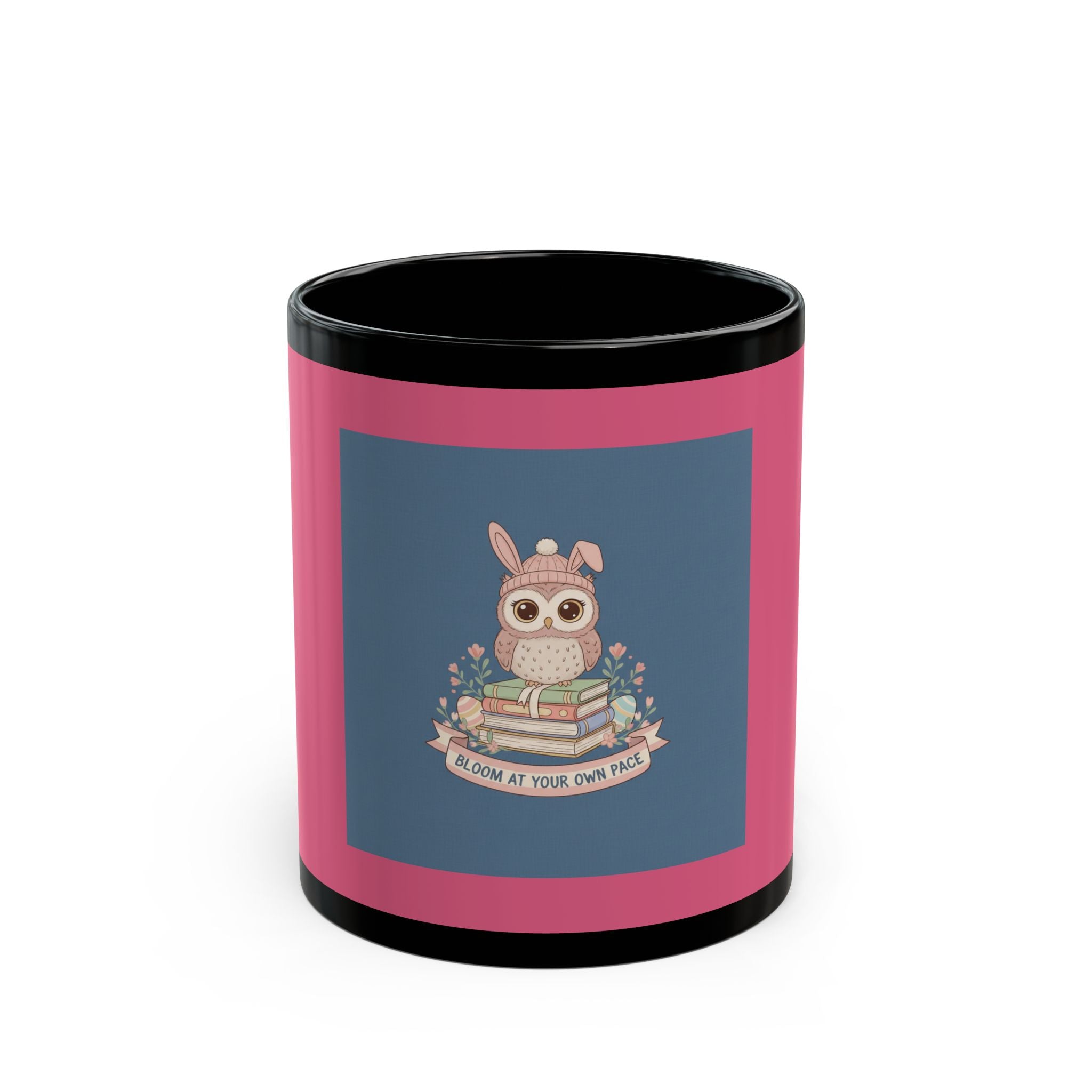 Bunny Black Mug 11oz – Bloom at Your Own Pace