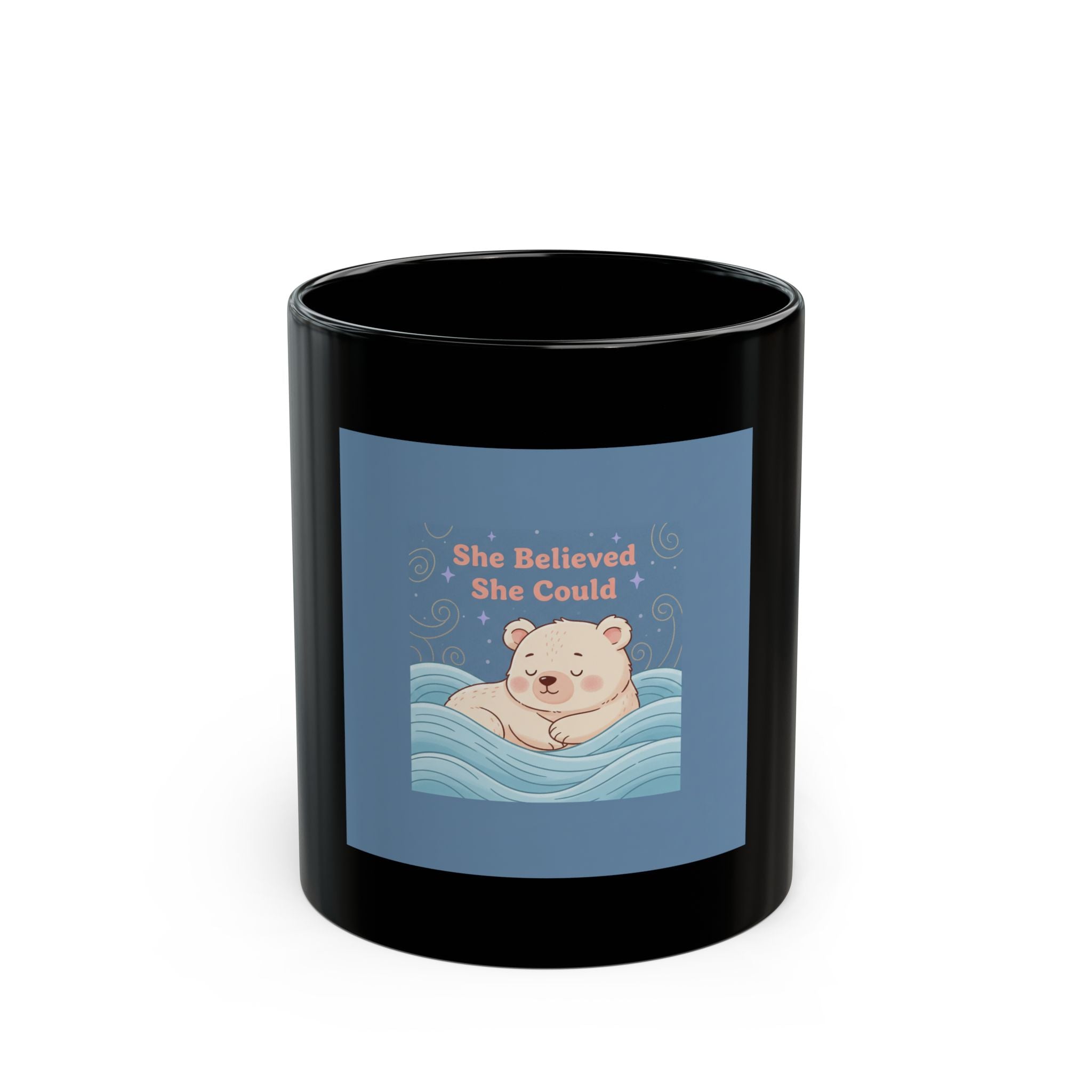 Bear Black Mug 11oz – She Believed She Could