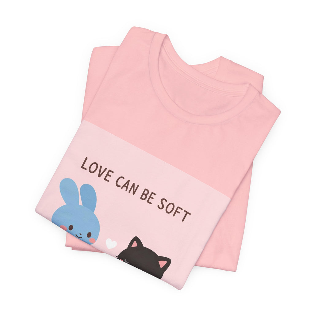 "LOVE CAN BE SOFT" Black Cat Women Tee | College Girl Gift | Fashion | KayKay Classics