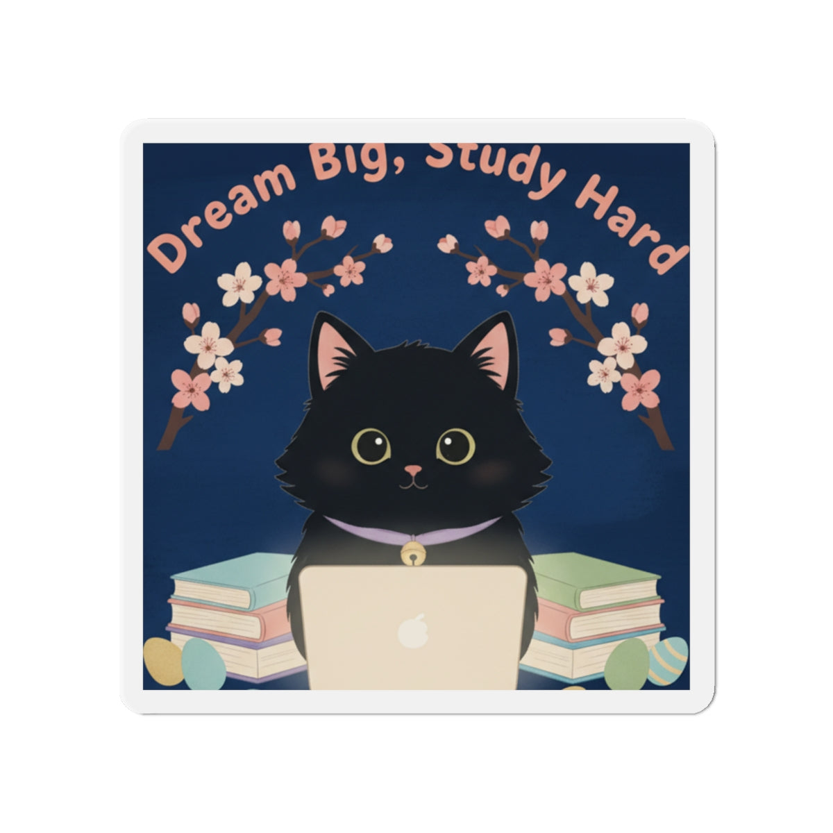 Black Cat Die-Cut Magnet – Dream Big Study Hard