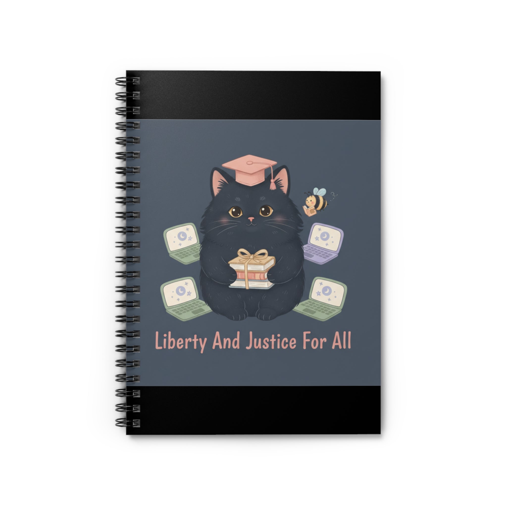 Black Cat Spiral Notebook – Liberty and Justice for All