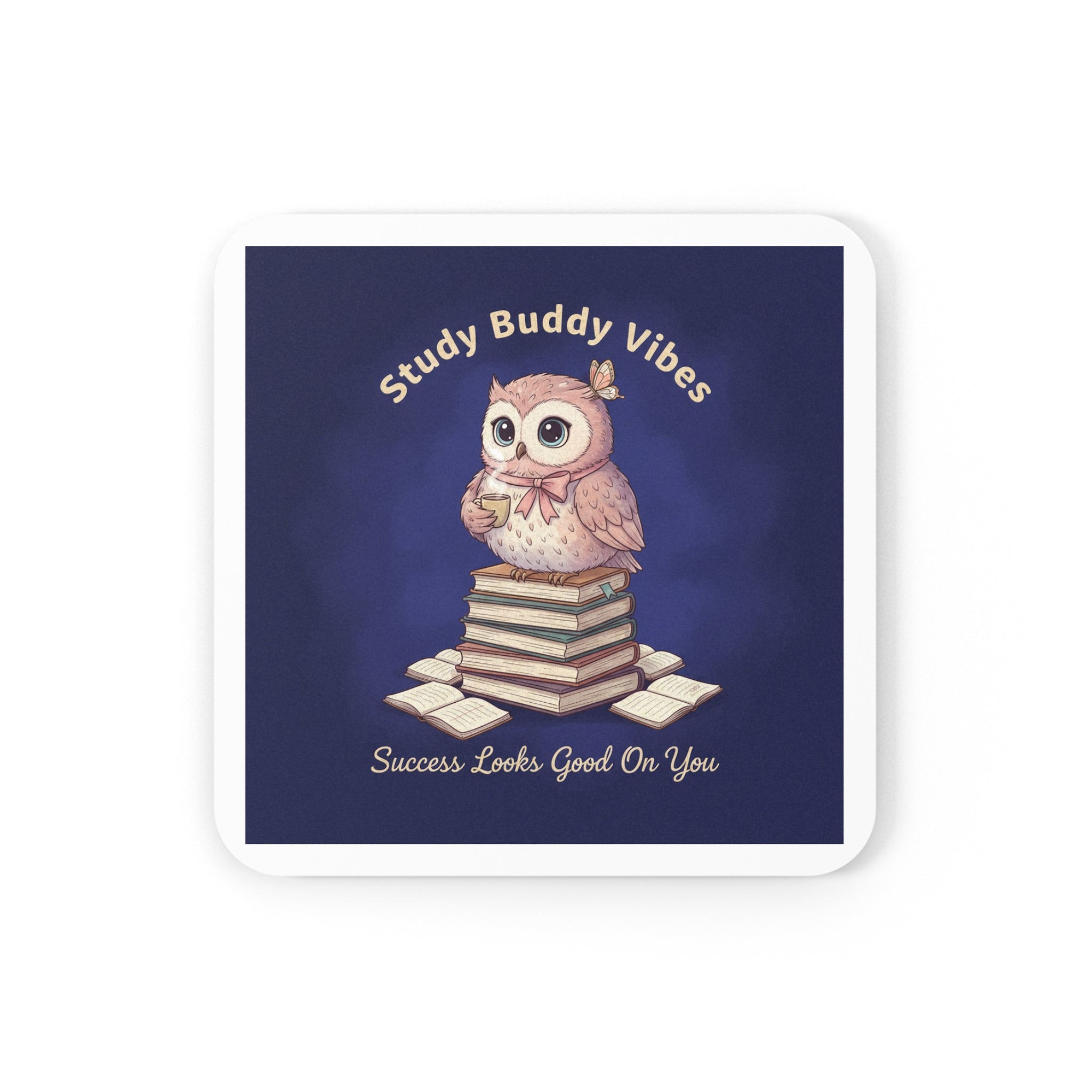 Owl Cork Coaster – Study Buddy Vibes Success Looks Good on