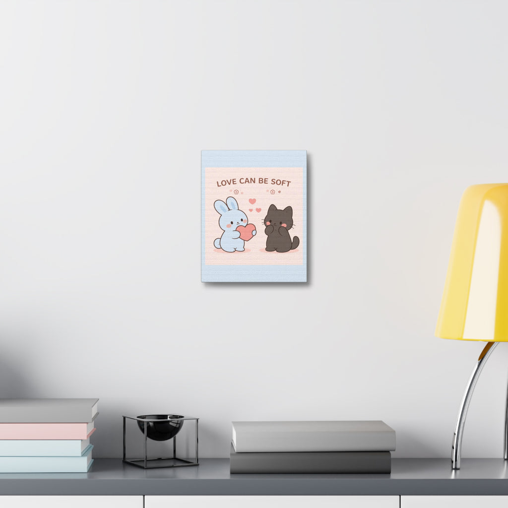 "LOVE CAN BE SOFT" Black Cat Canvas | College Girl Gift | Fashion | KayKay Classics