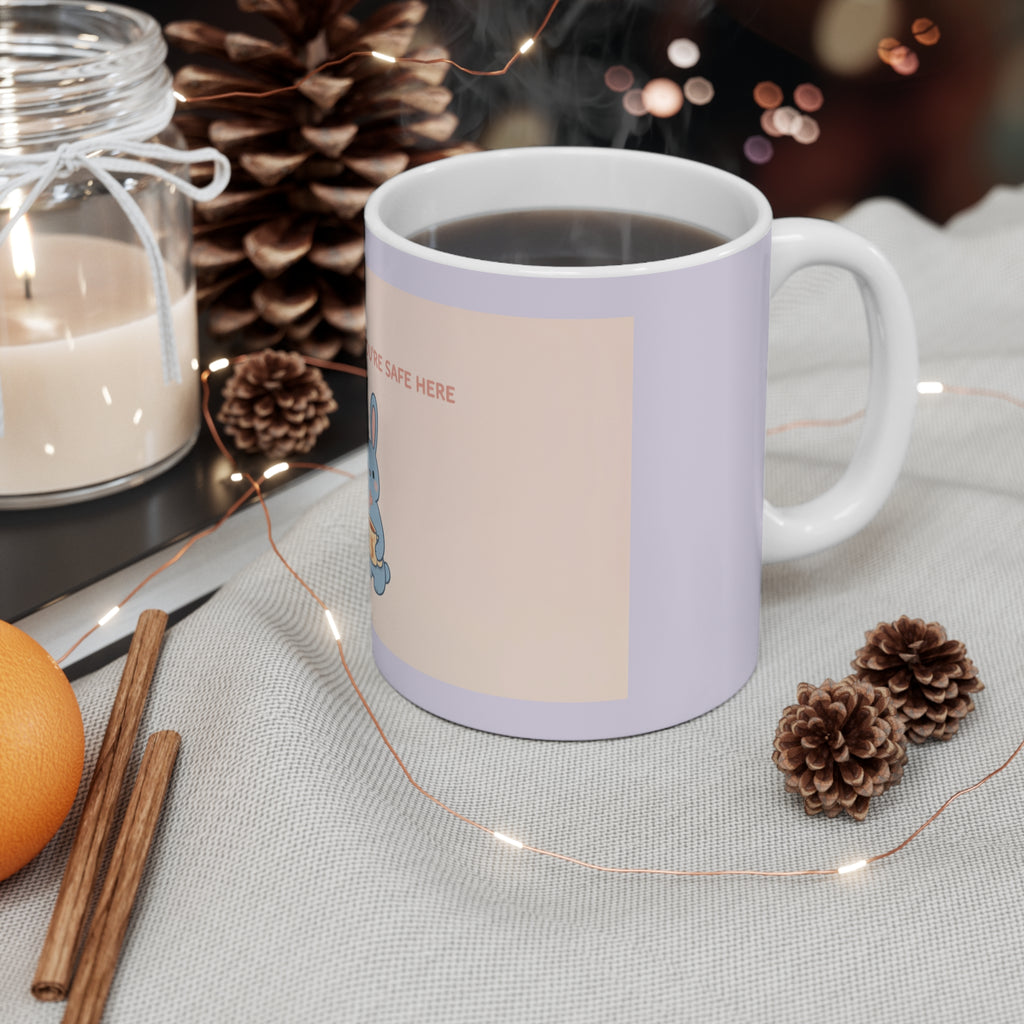 "SLOW DOWN, YOU'RE SAFE HERE" Black Cat Mug | Trendy Gift for Her | Drinkware | KayKay Classics