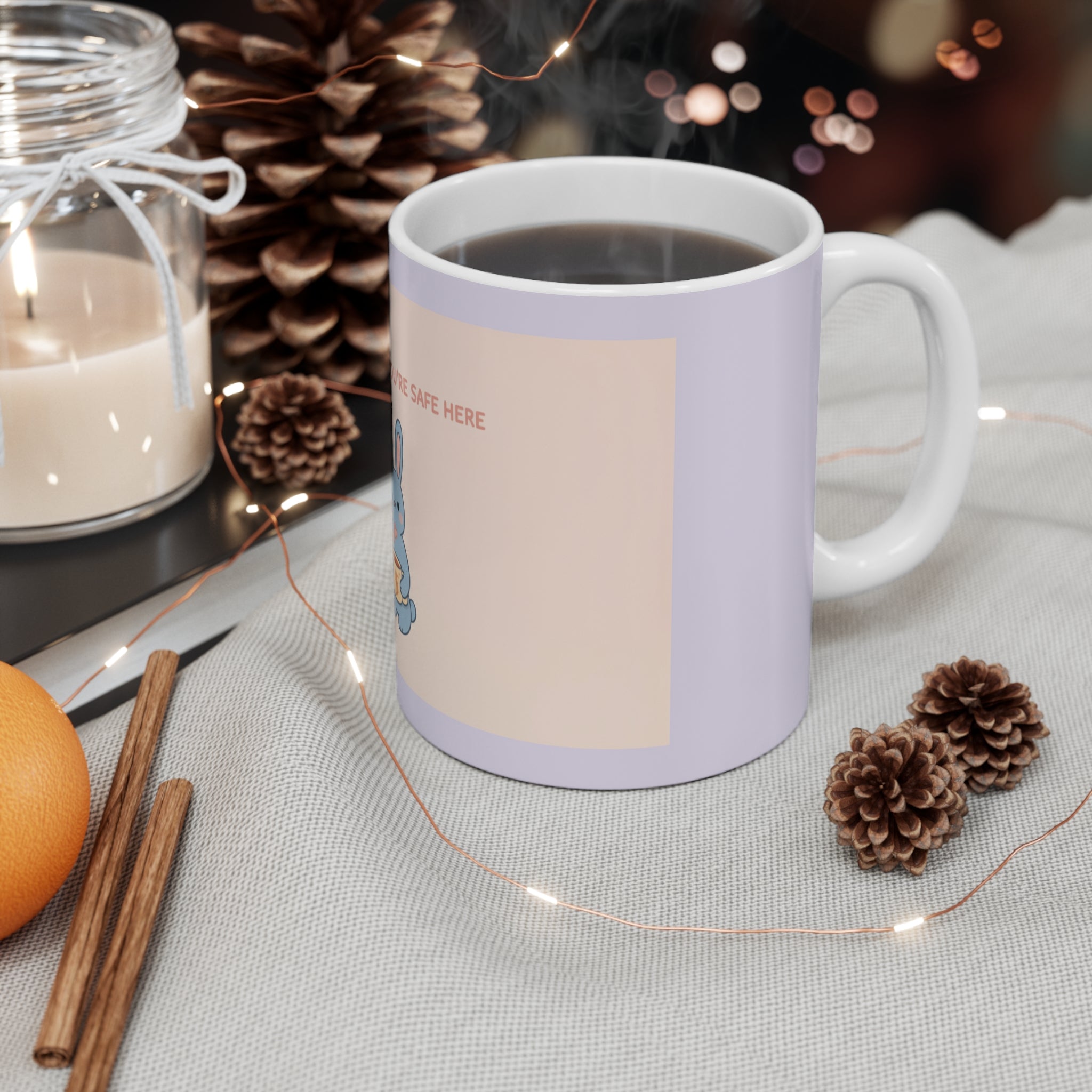 "SLOW DOWN, YOU'RE SAFE HERE" Black Cat Mug | Trendy Gift for Her | Drinkware | KayKay Classics