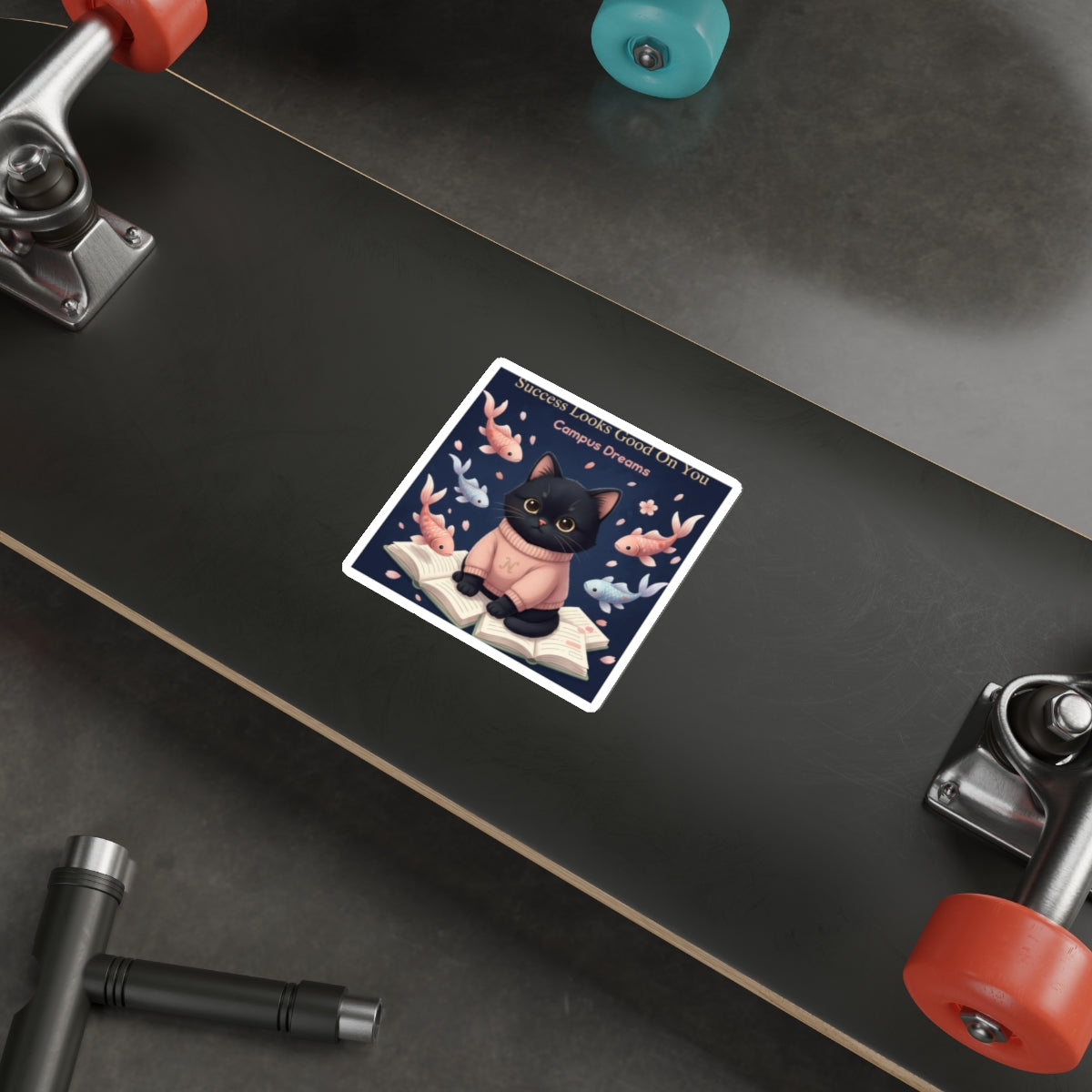 Black Cat Die-Cut Sticker – Success Looks Good on You Campus Dreams