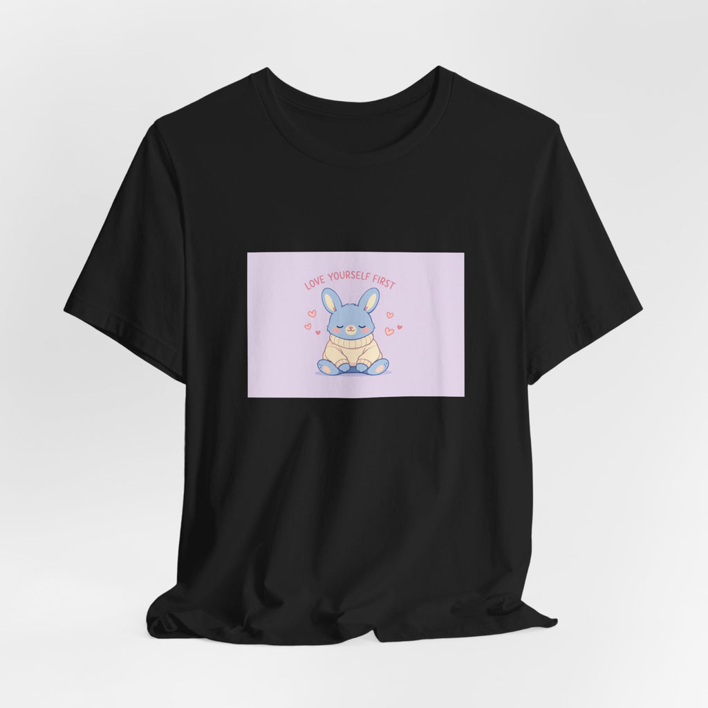 "LOVE YOURSELF FIRST" Black Cat Women Tee | College Girl Gift | Fashion | KayKay Classics