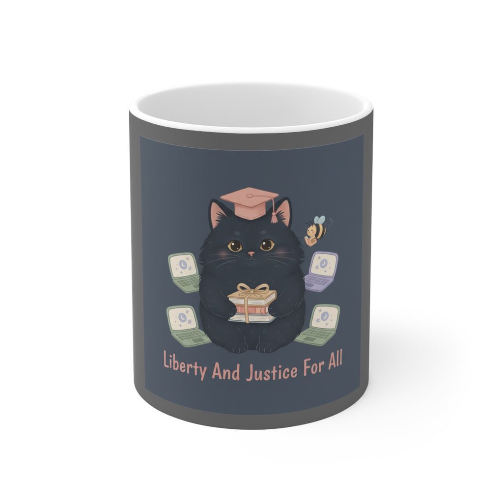 Black Cat Mug 11oz – Liberty and Justice for All