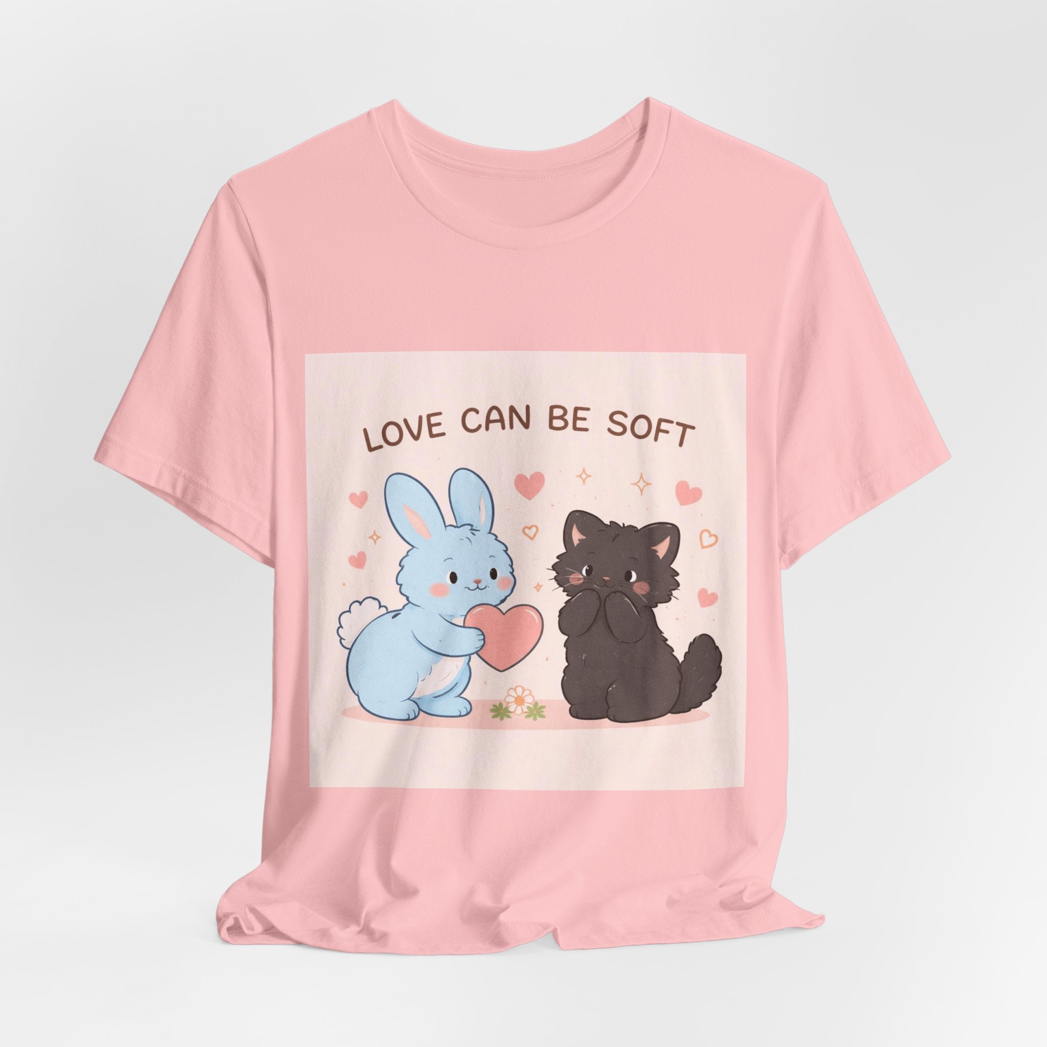 "LOVE CAN BE SOFT" Black Cat Women Tee | College Girl Gift | Fashion | KayKay Classics