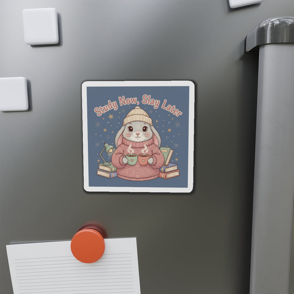 Rabbit Die-Cut Magnet – Study Now, Slay Later