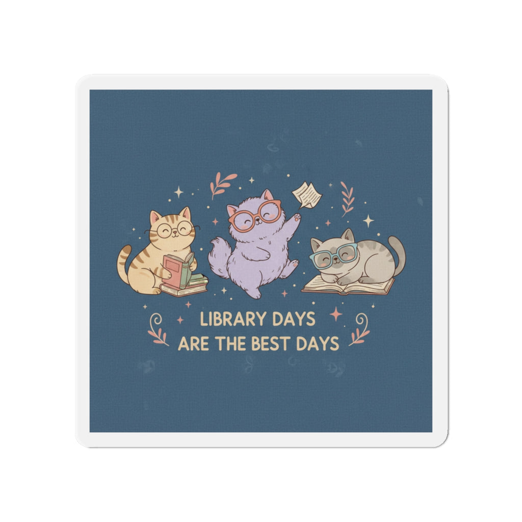 Cats With Glasses Die-Cut Magnet – Library Days Are the Best Days