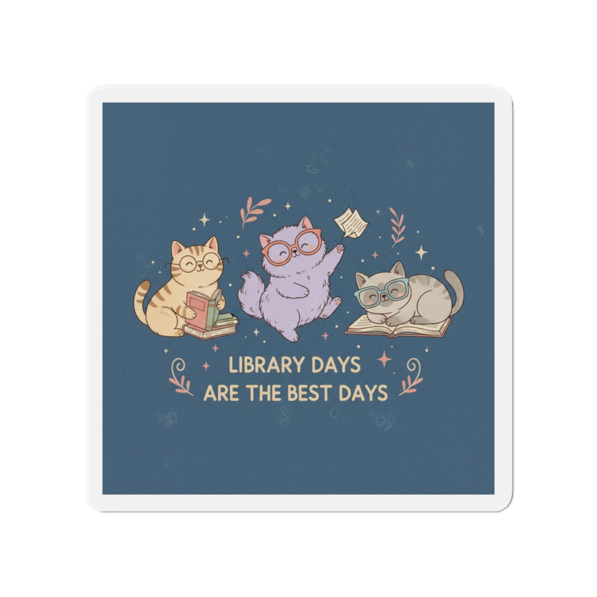 Cats With Glasses Die-Cut Magnet – Library Days Are the Best Days