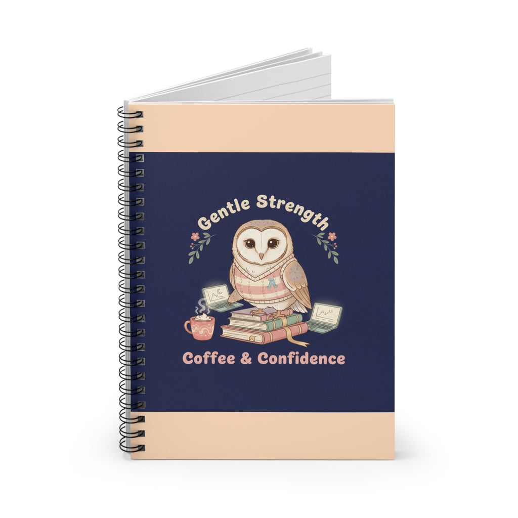 Owl Spiral Notebook – Gentle Strength Coffee Confidence