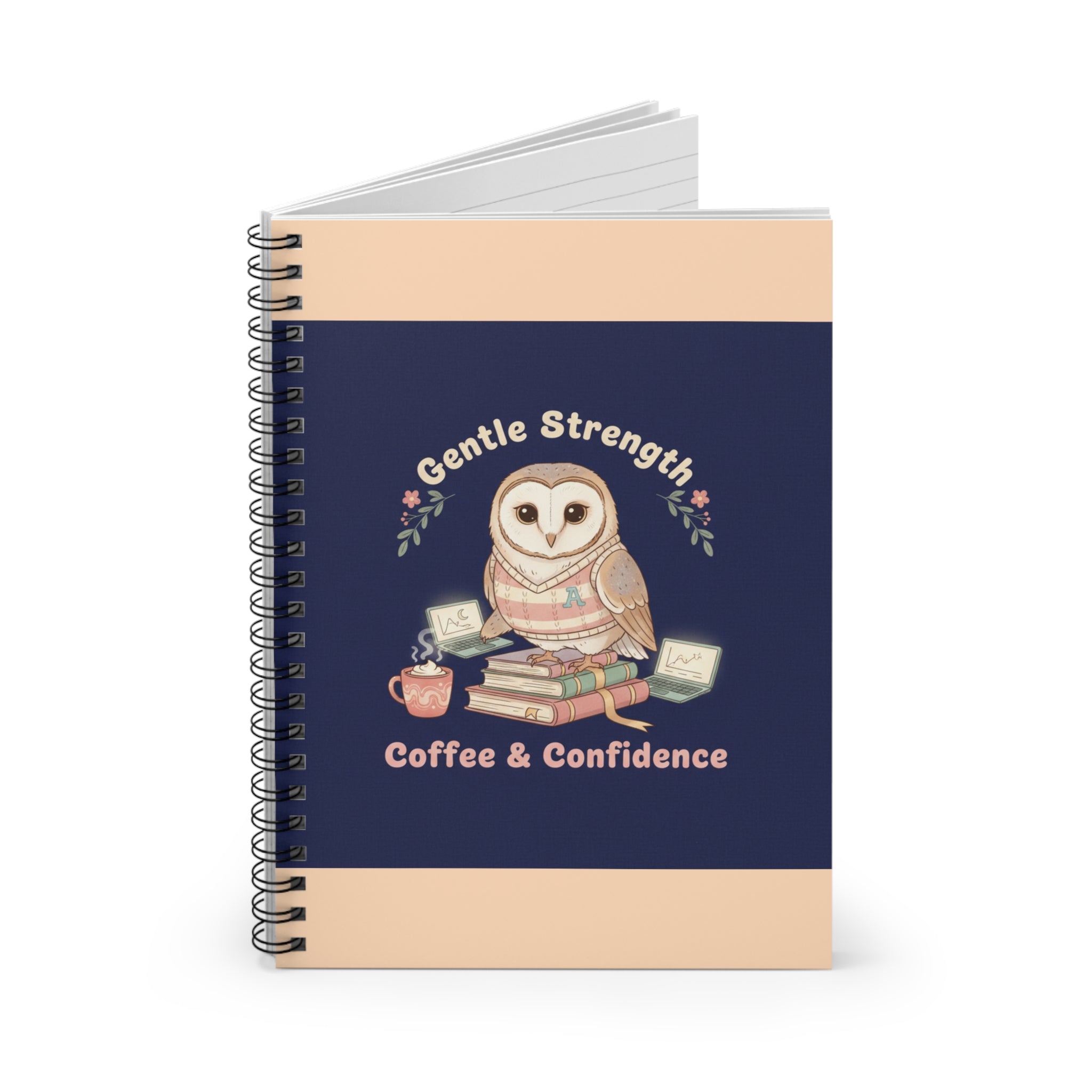 Owl Spiral Notebook – Gentle Strength Coffee Confidence