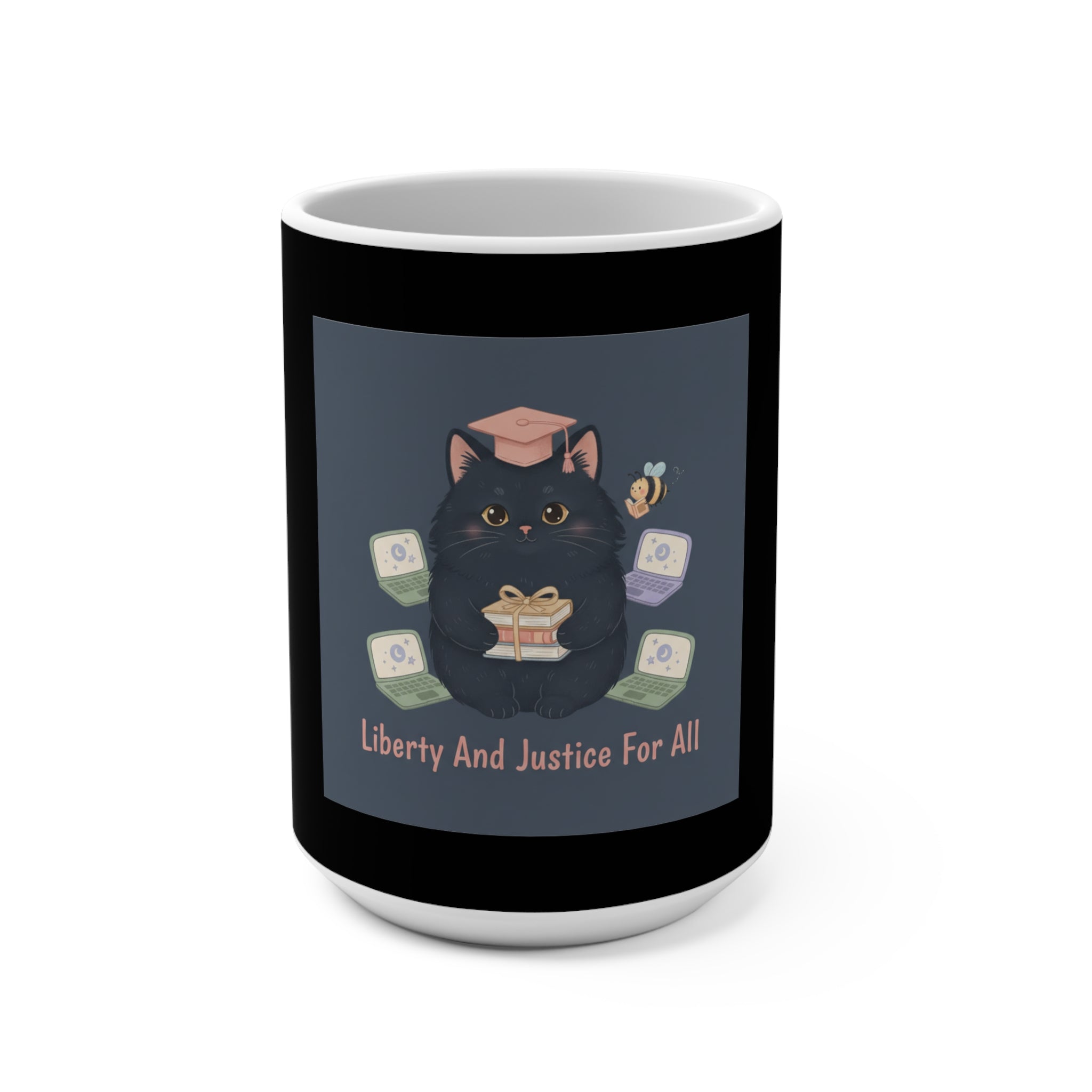 Black Cat Mug 15oz – Liberty and Justice for All
