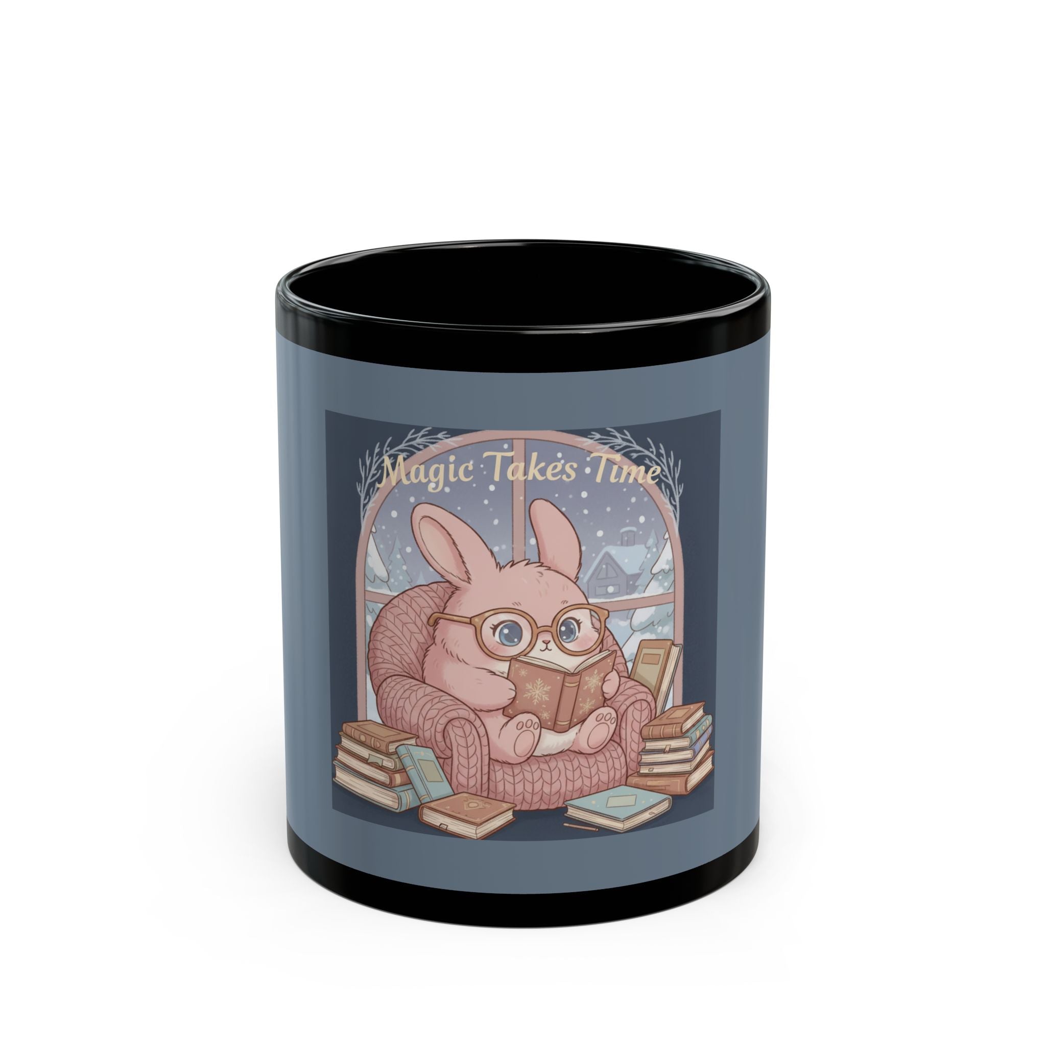 Bunny Black Mug 11oz – Magic Takes Time
