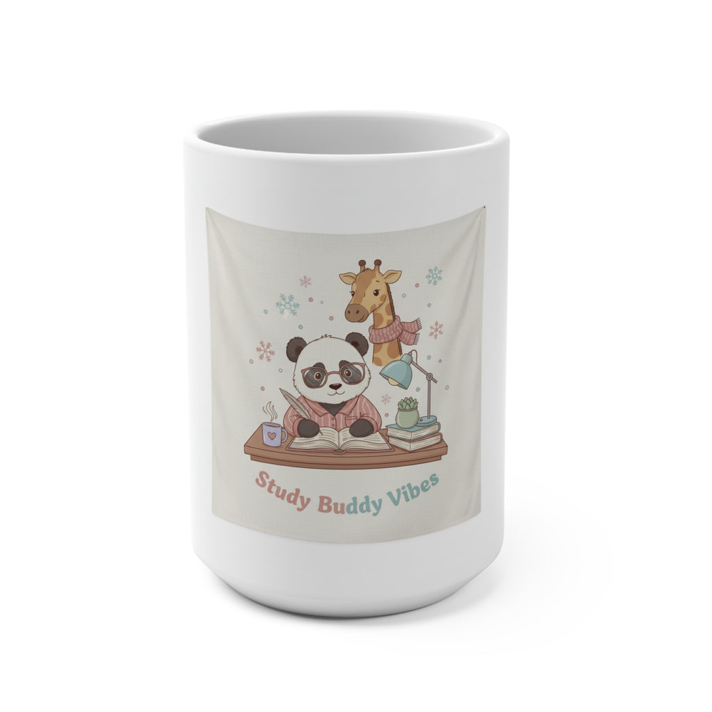 Study Buddy Vibes Panda, giraffe Mug 15oz