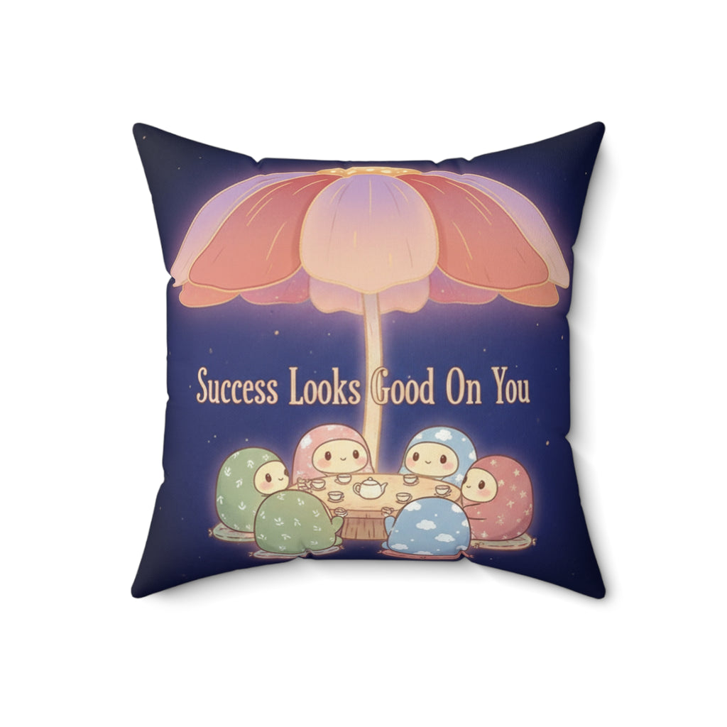 Tiny Chibi Creatures Square Pillow – Success Looks Good on You