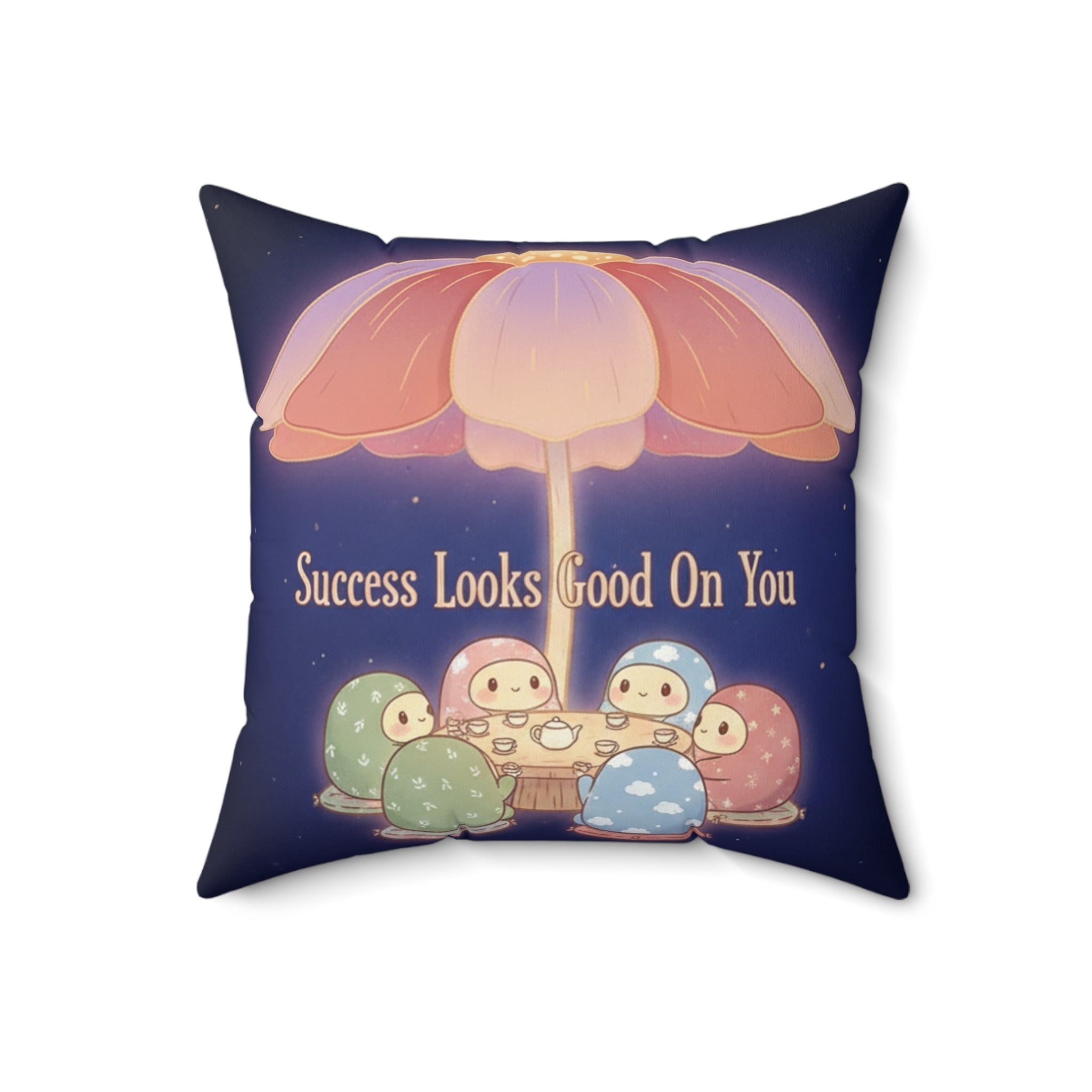 Tiny Chibi Creatures Square Pillow – Success Looks Good on You
