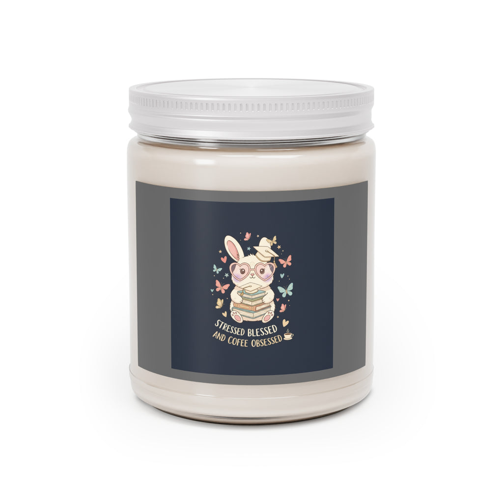 STRESSED BLESSED AND COFFEE OBSESSED Rabbit Scented Candle