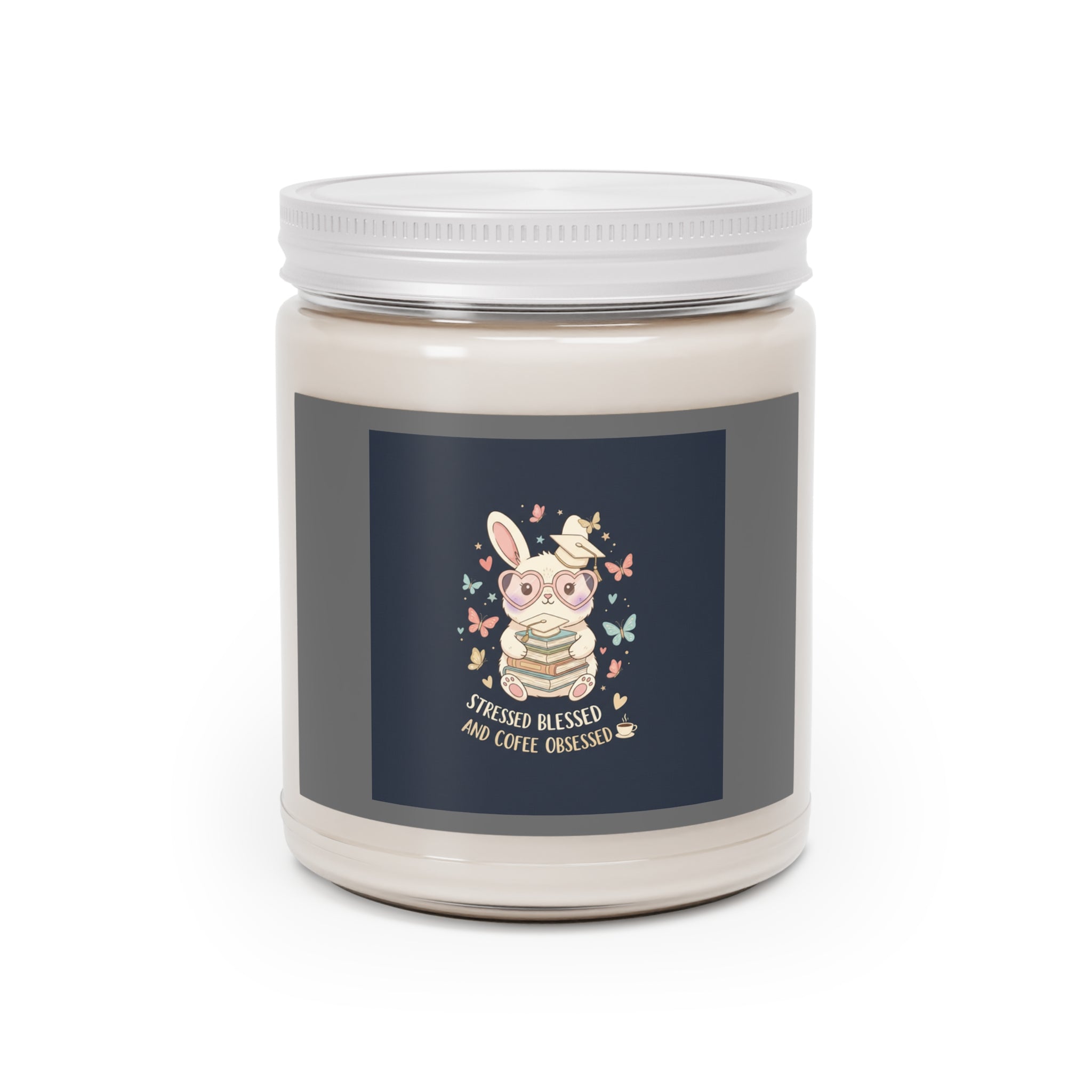 STRESSED BLESSED AND COFFEE OBSESSED Rabbit Scented Candle