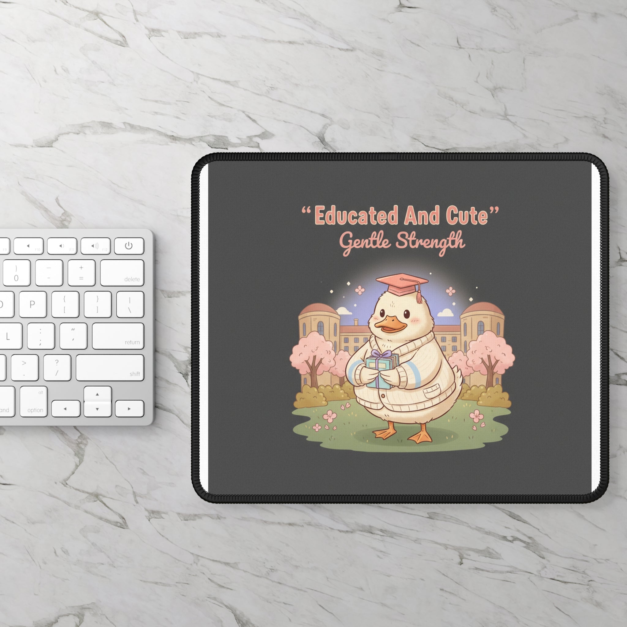 Duck In A Cardigan Mouse Pad – Educated and Cute Gentle Strength