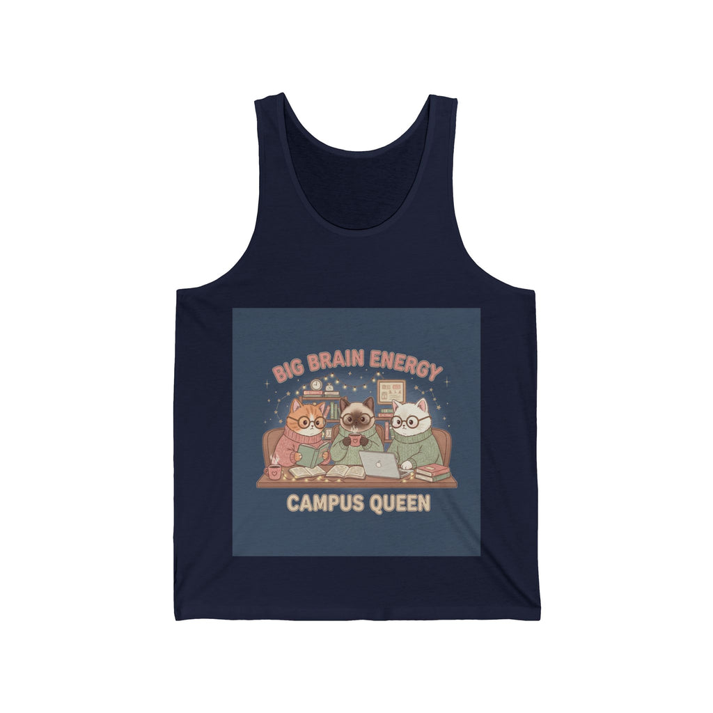 Cat Tank Top – Big Brain Energy Campus Queen