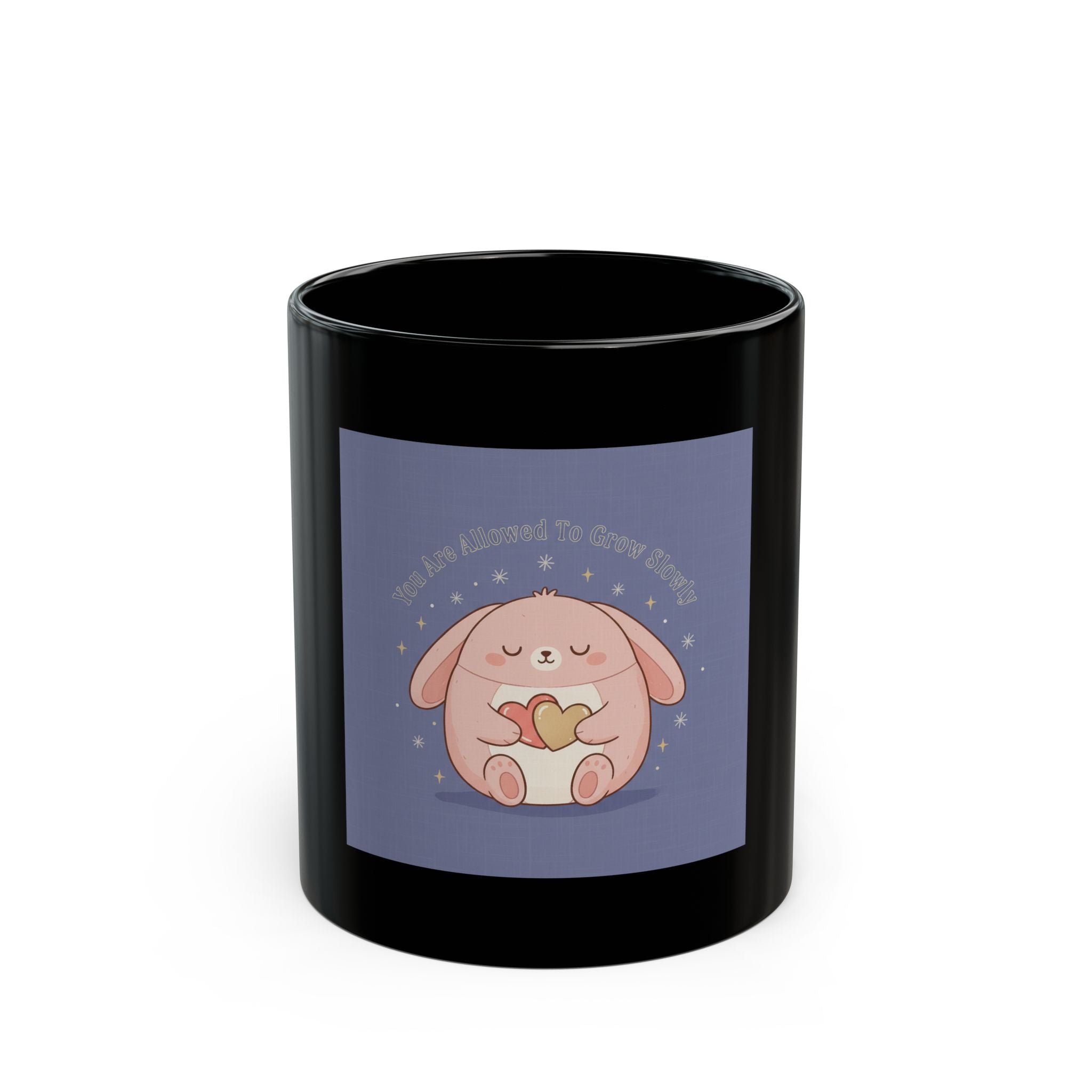 Bunny Black Mug 11oz – You Are Allowed to Grow Slowly